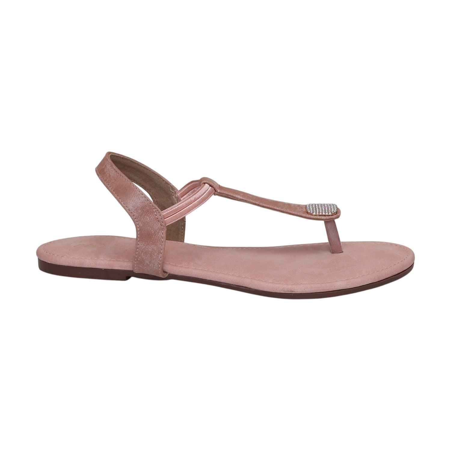 Women Dusty Rose Sparkle Ankle Strap Flats