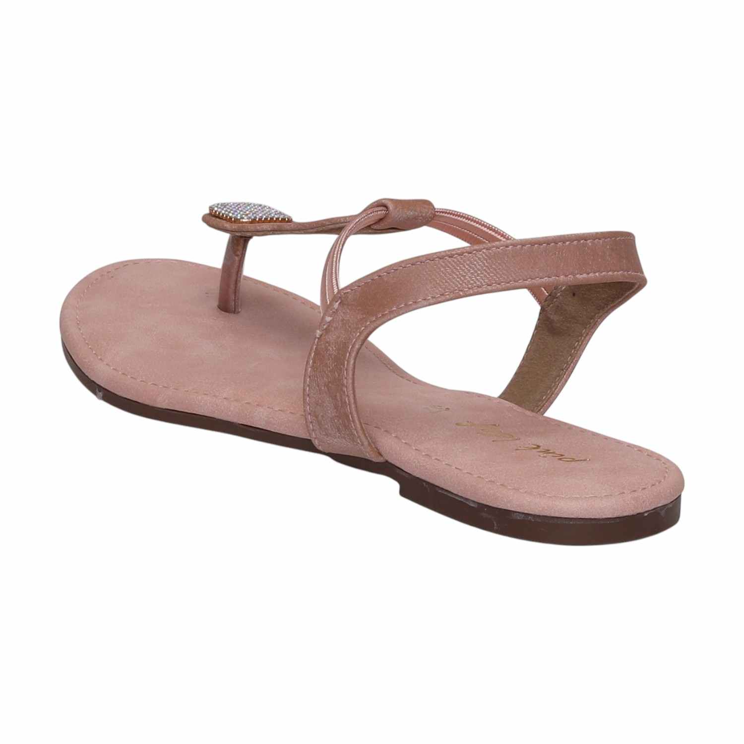 Women Dusty Rose Sparkle Ankle Strap Flats