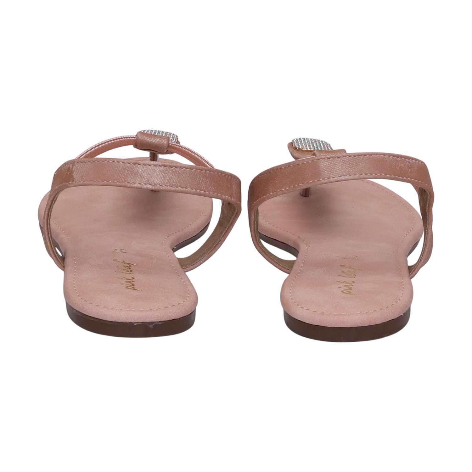 Women Dusty Rose Sparkle Ankle Strap Flats