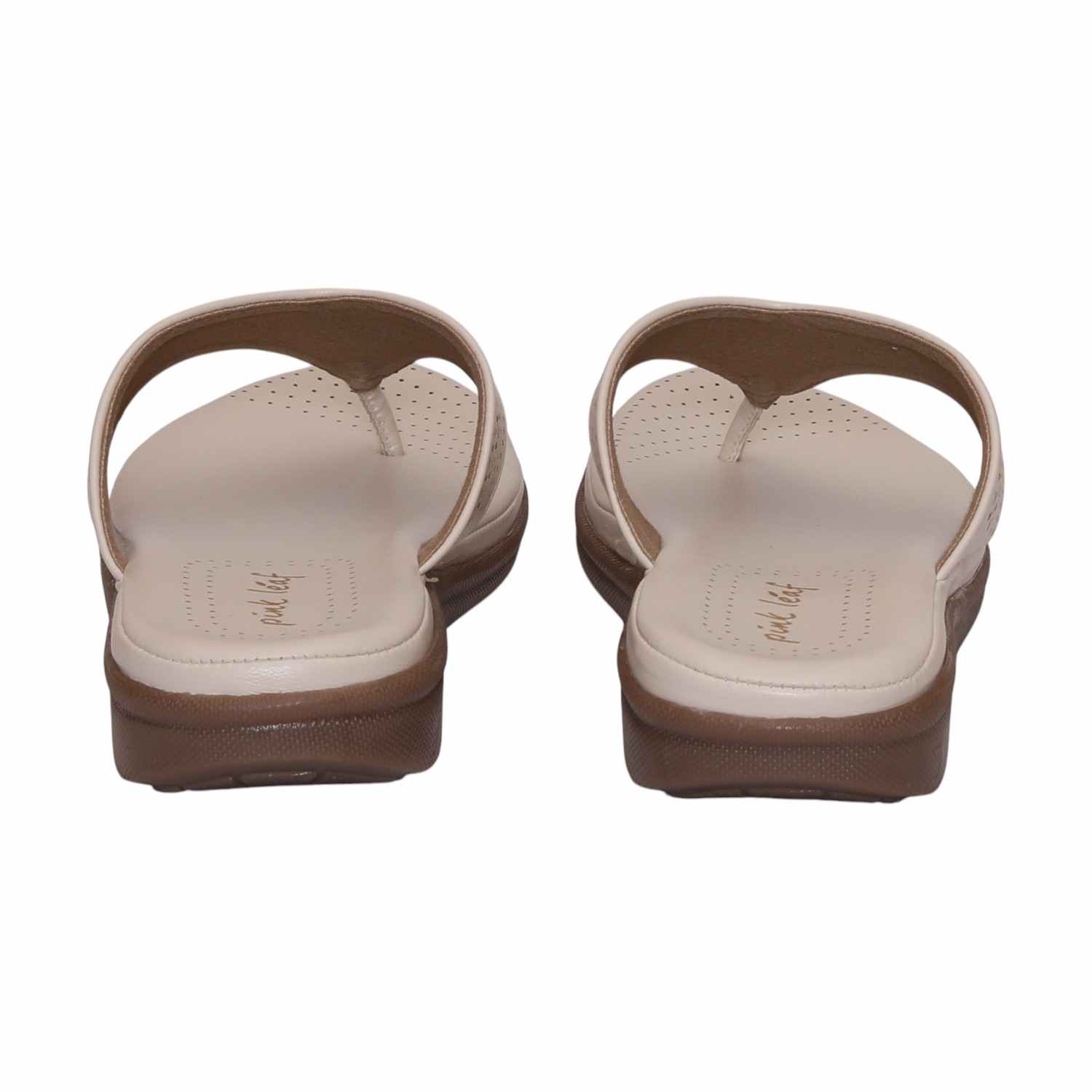 Women Cream Thong Fashion Flat