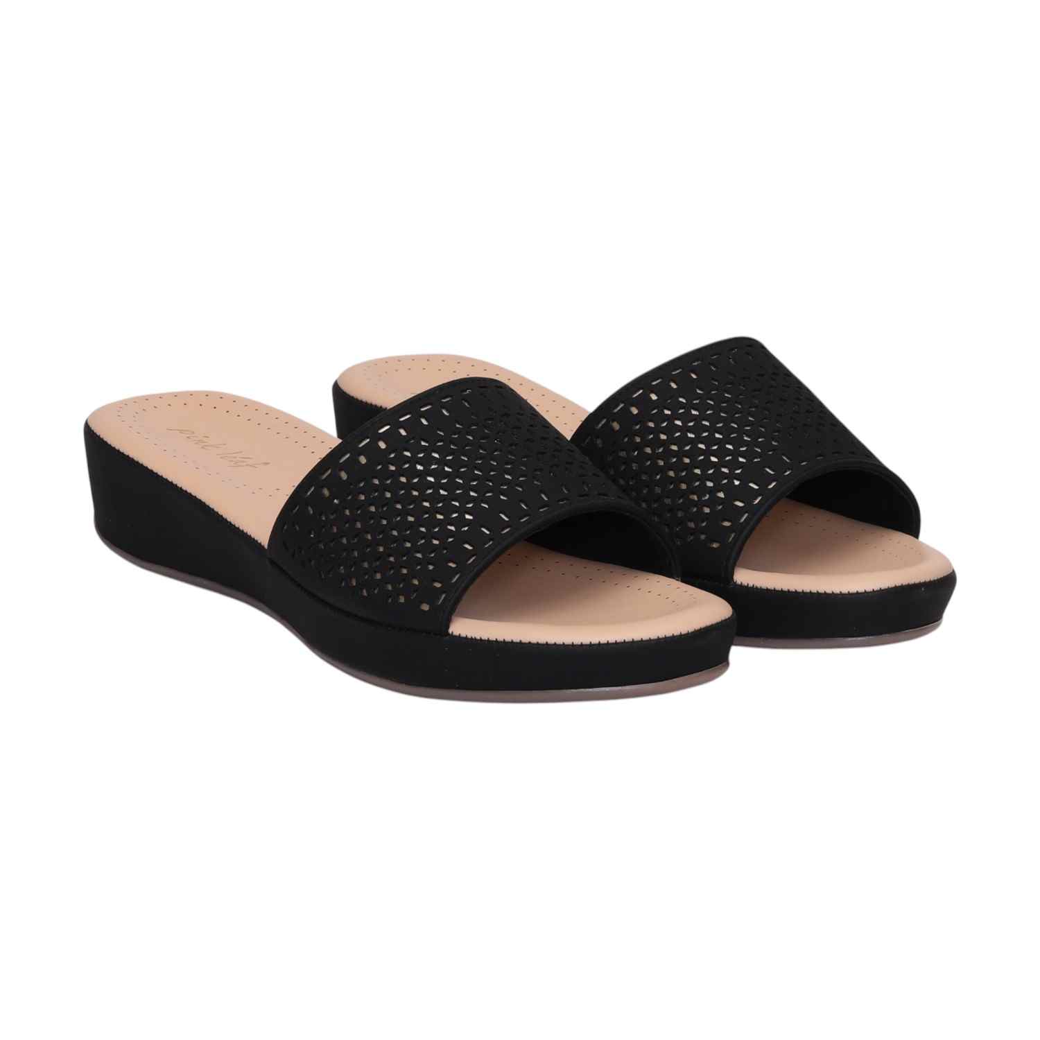 Women Black Slides Fashion Flat