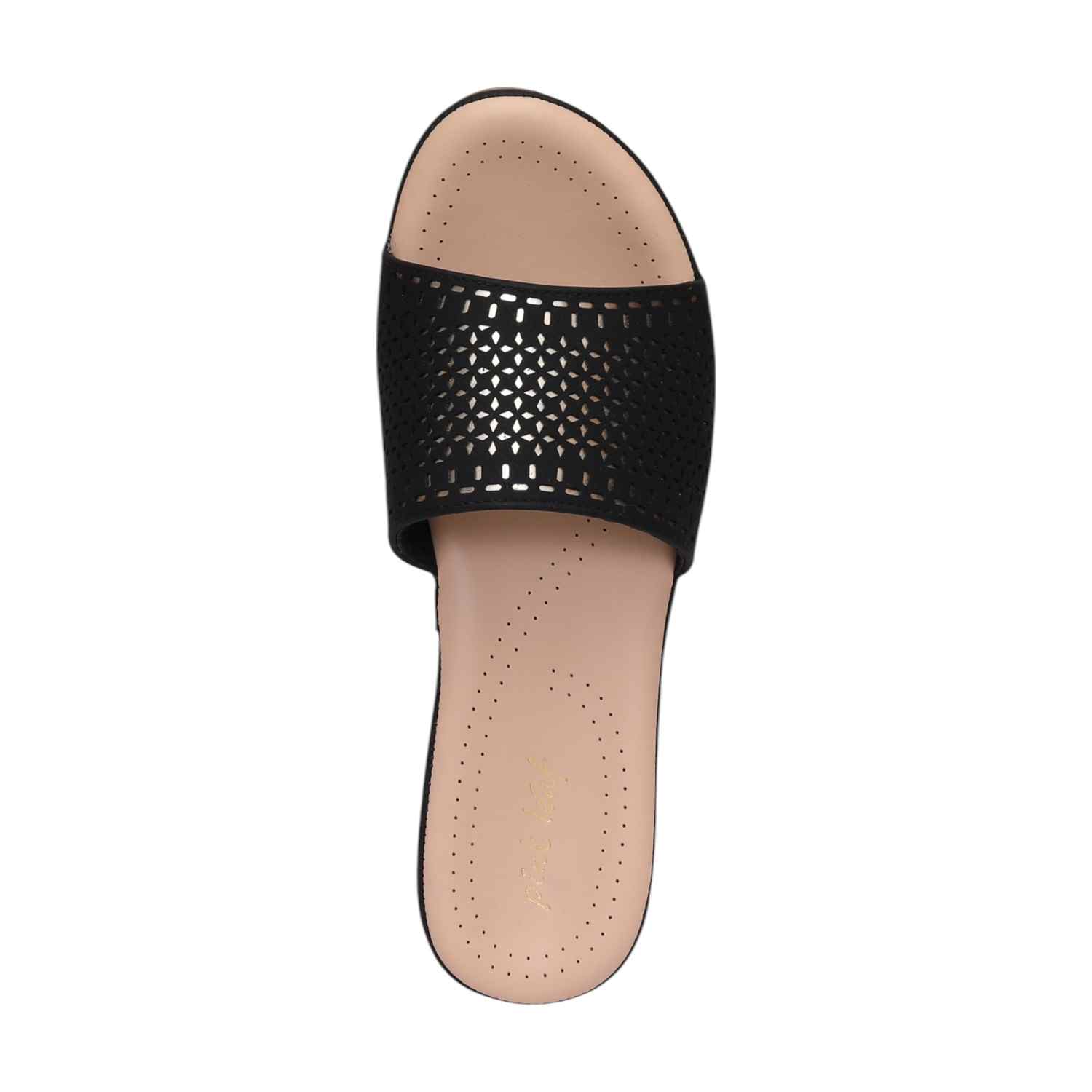 Women Black Slides Fashion Flat