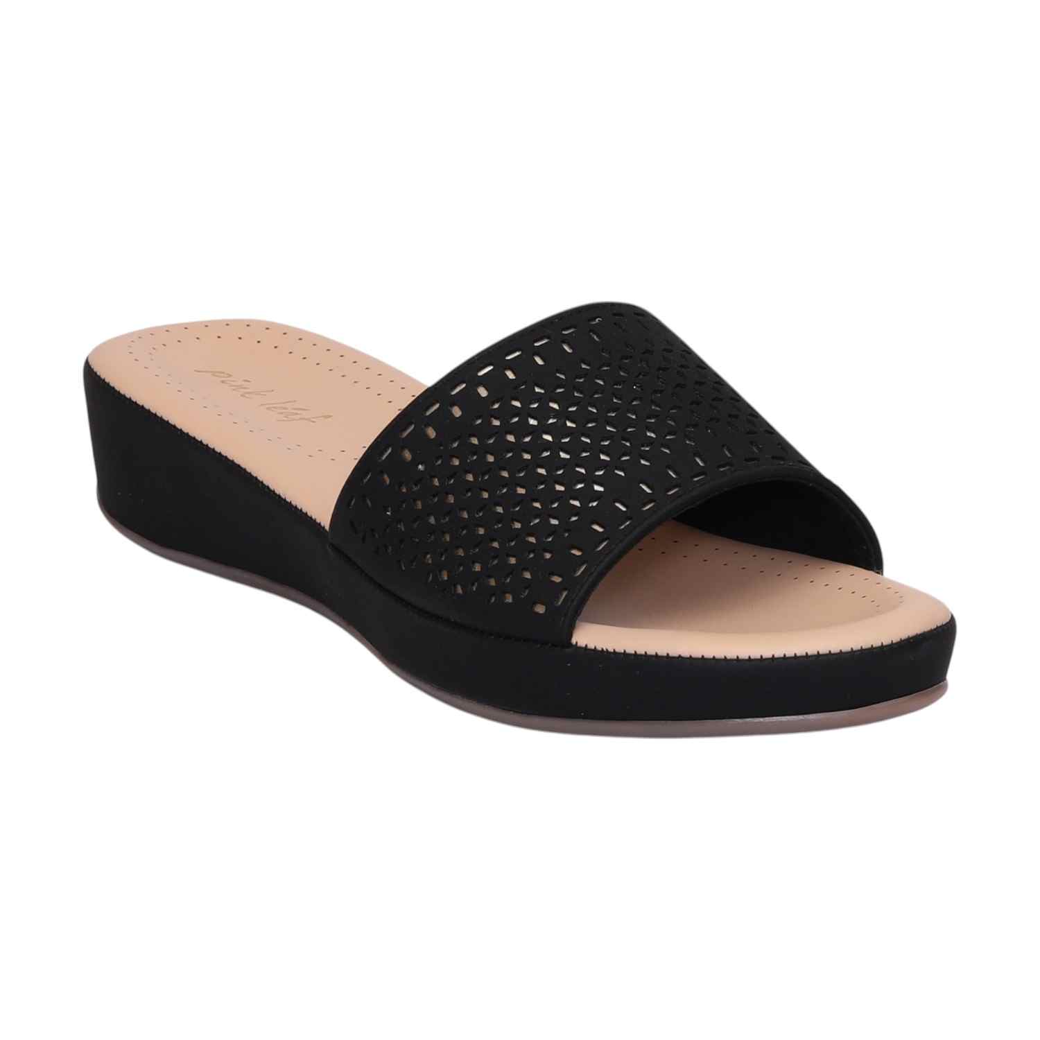 Women Black Slides Fashion Flat