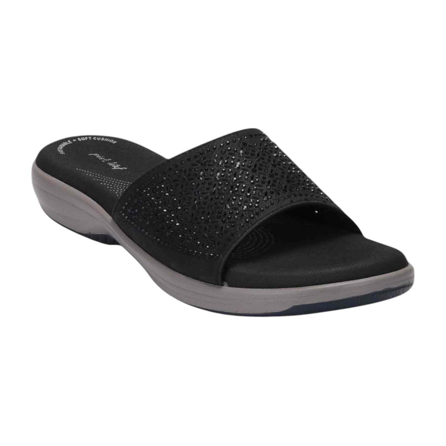 Women Black Slider Fashion Flat