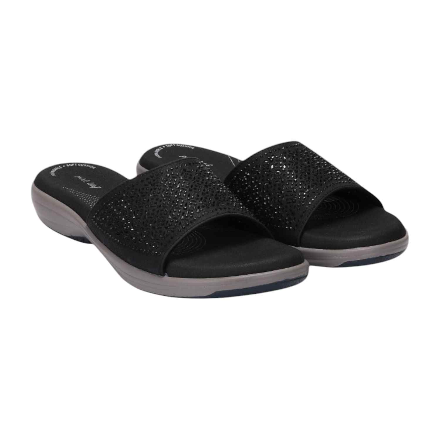 Women Black Slider Fashion Flat