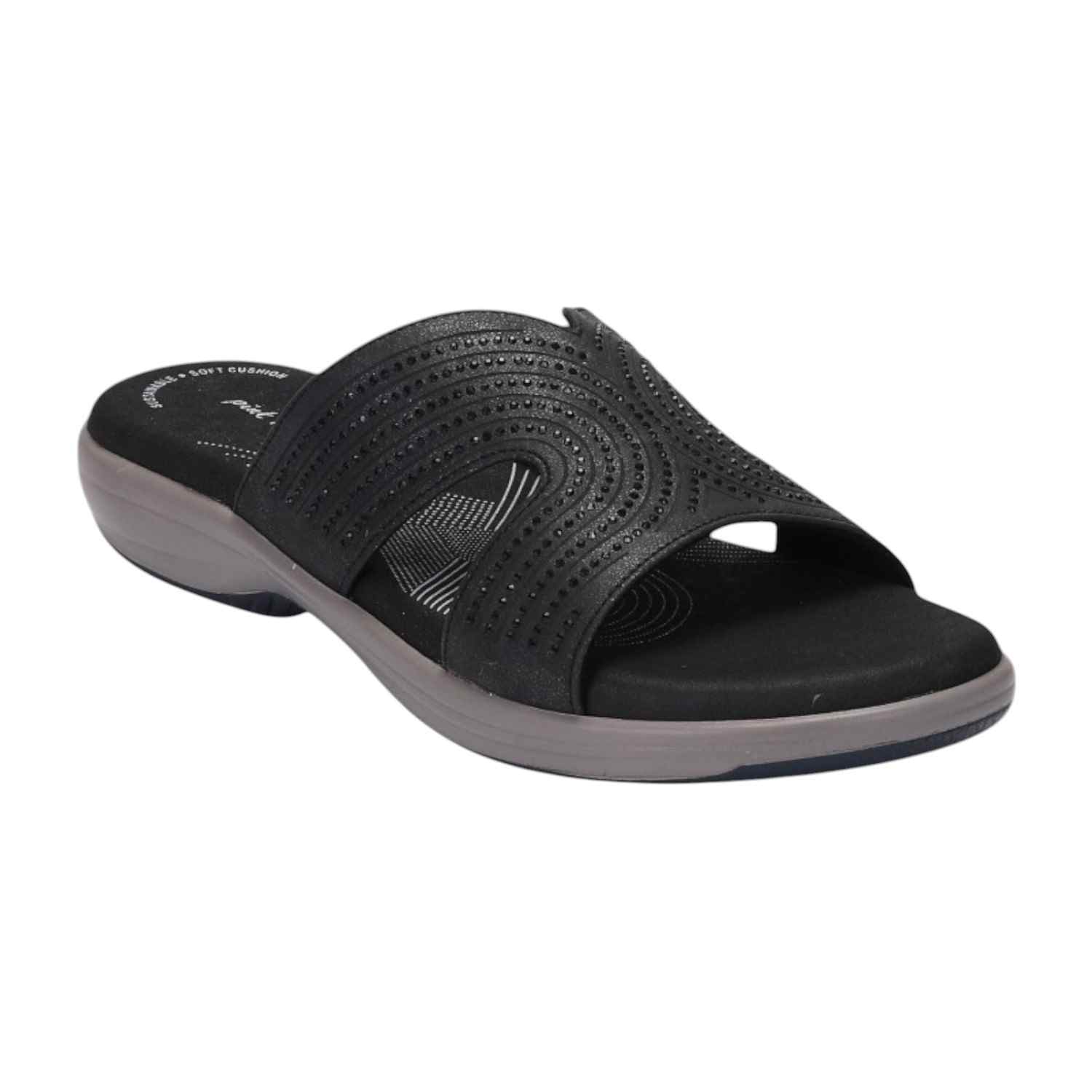 Women Black Crystal embellished Sandals