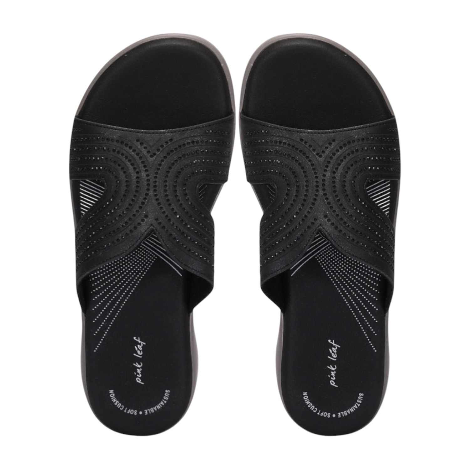 Women Black Crystal embellished Sandals