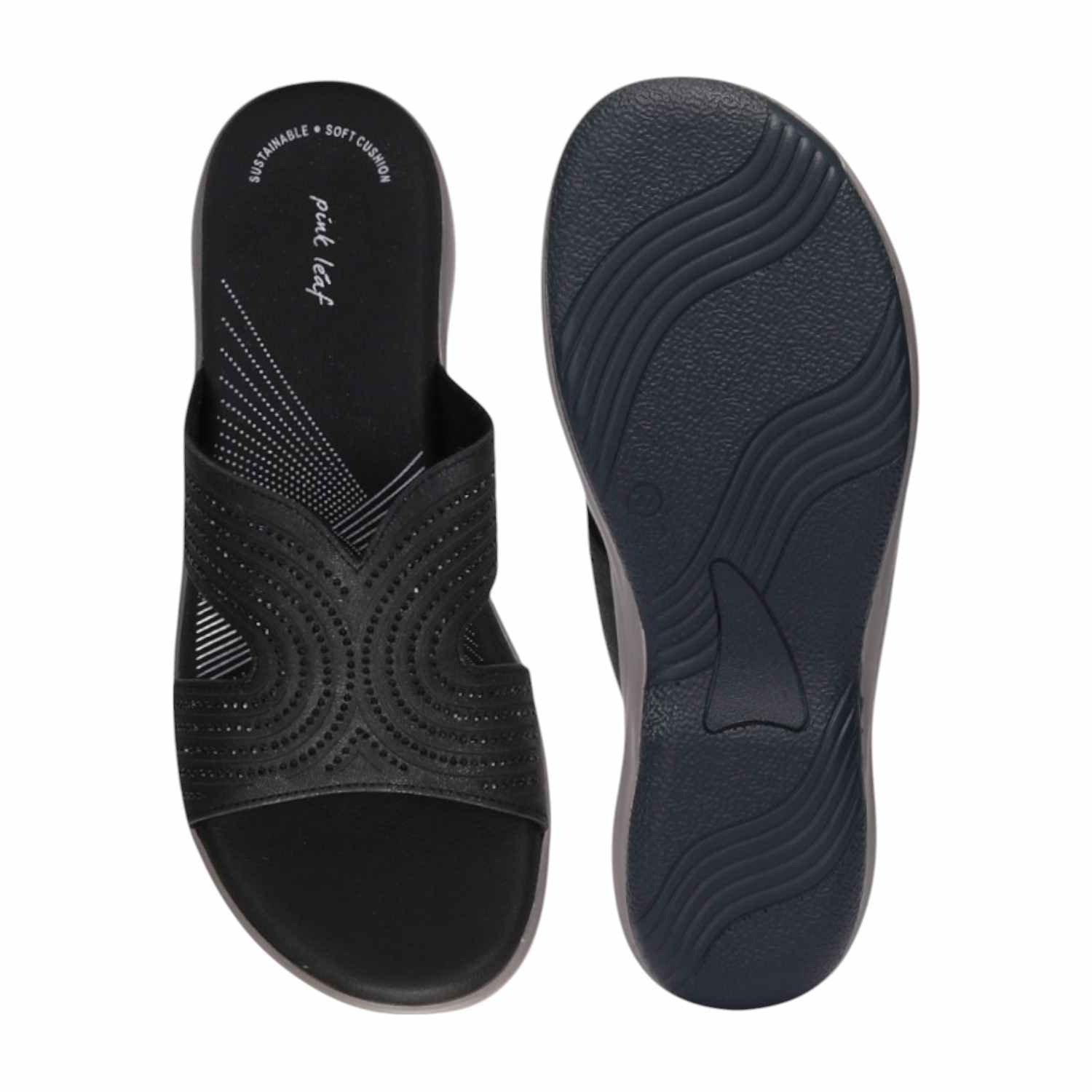 Women Black Crystal embellished Sandals