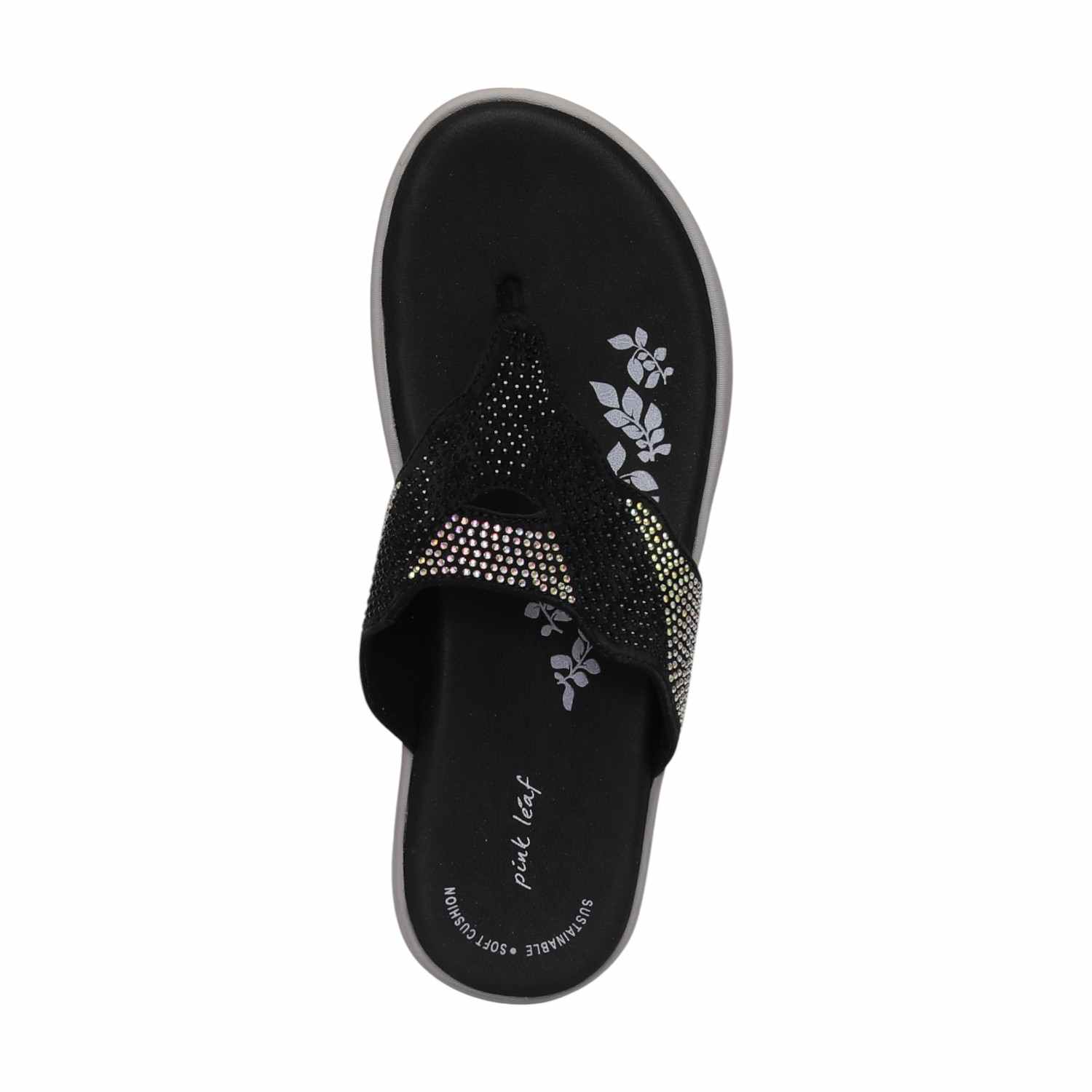 Women Black Wedges With Rhinestone Embellishments