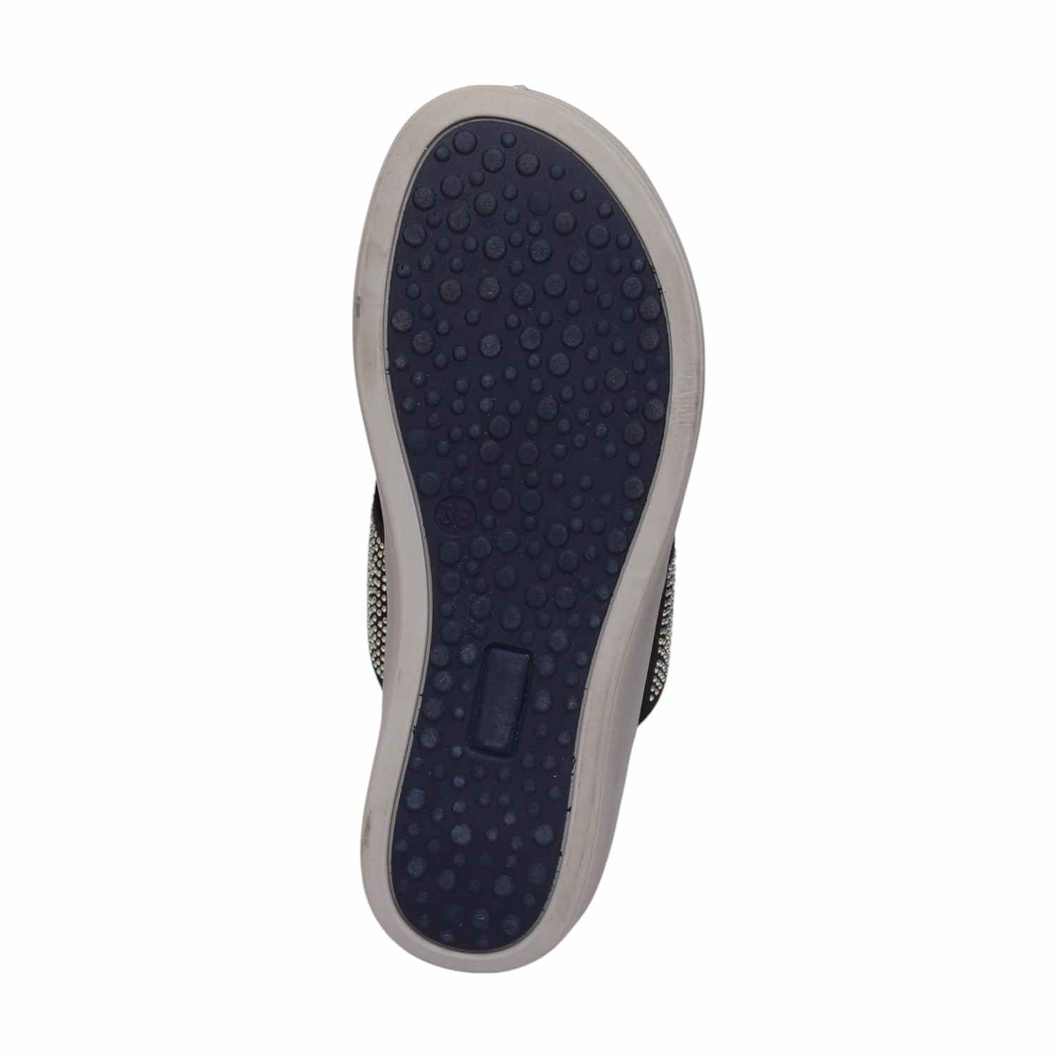 Women Black Wedges With Rhinestone Embellishments
