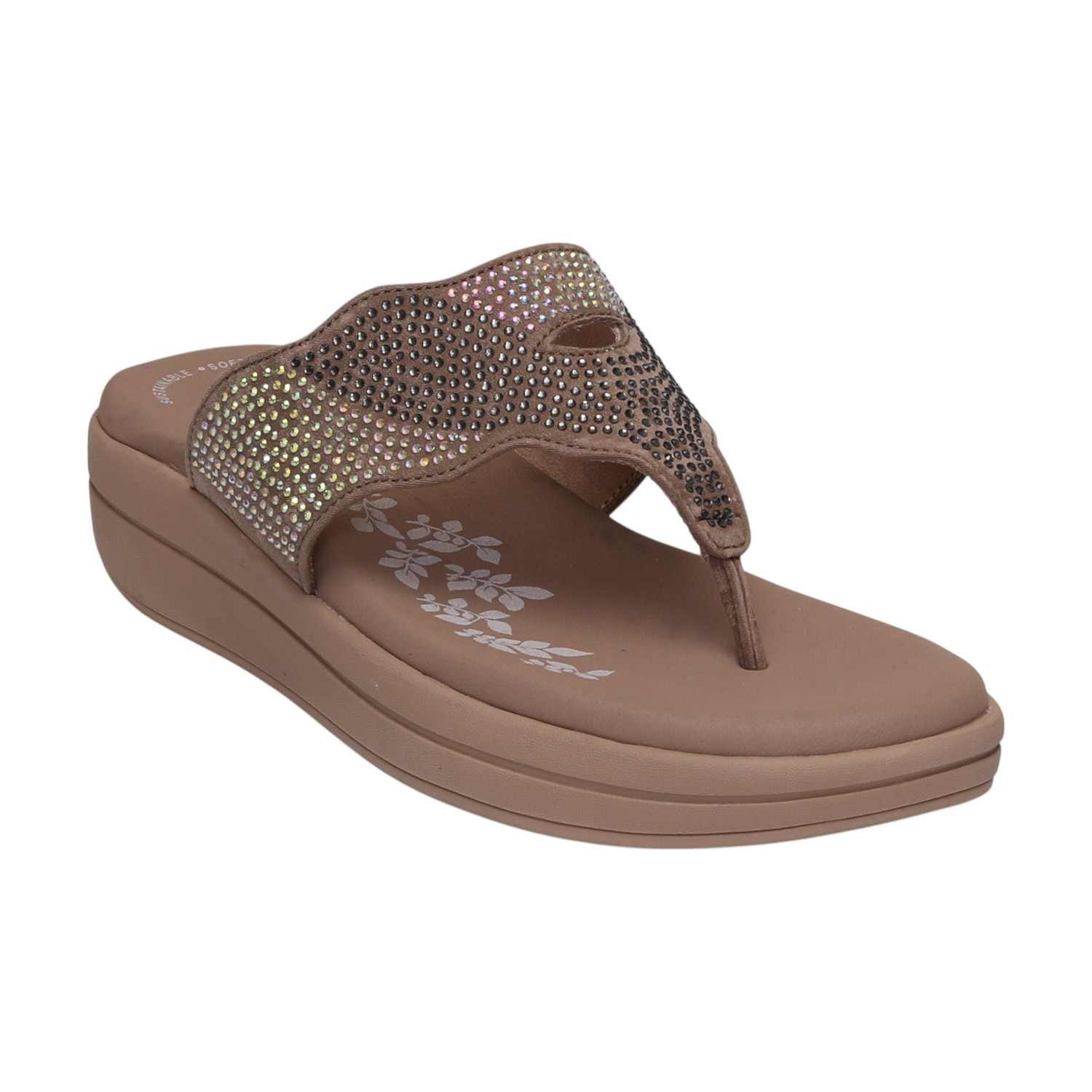 Women Chiku Wedges With Rhinestone Embellishments