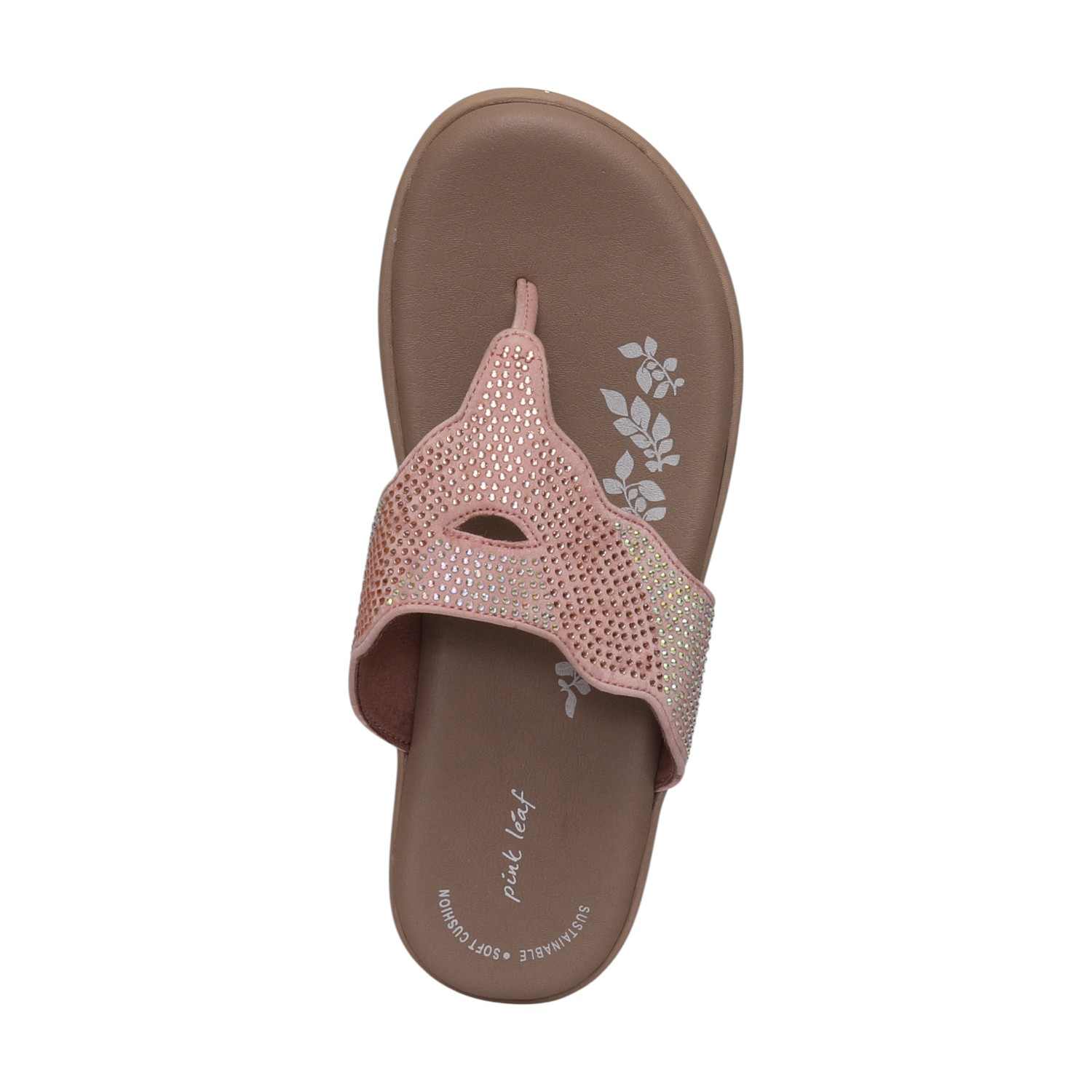 Women Pink Wedges With Rhinestone Embellishments