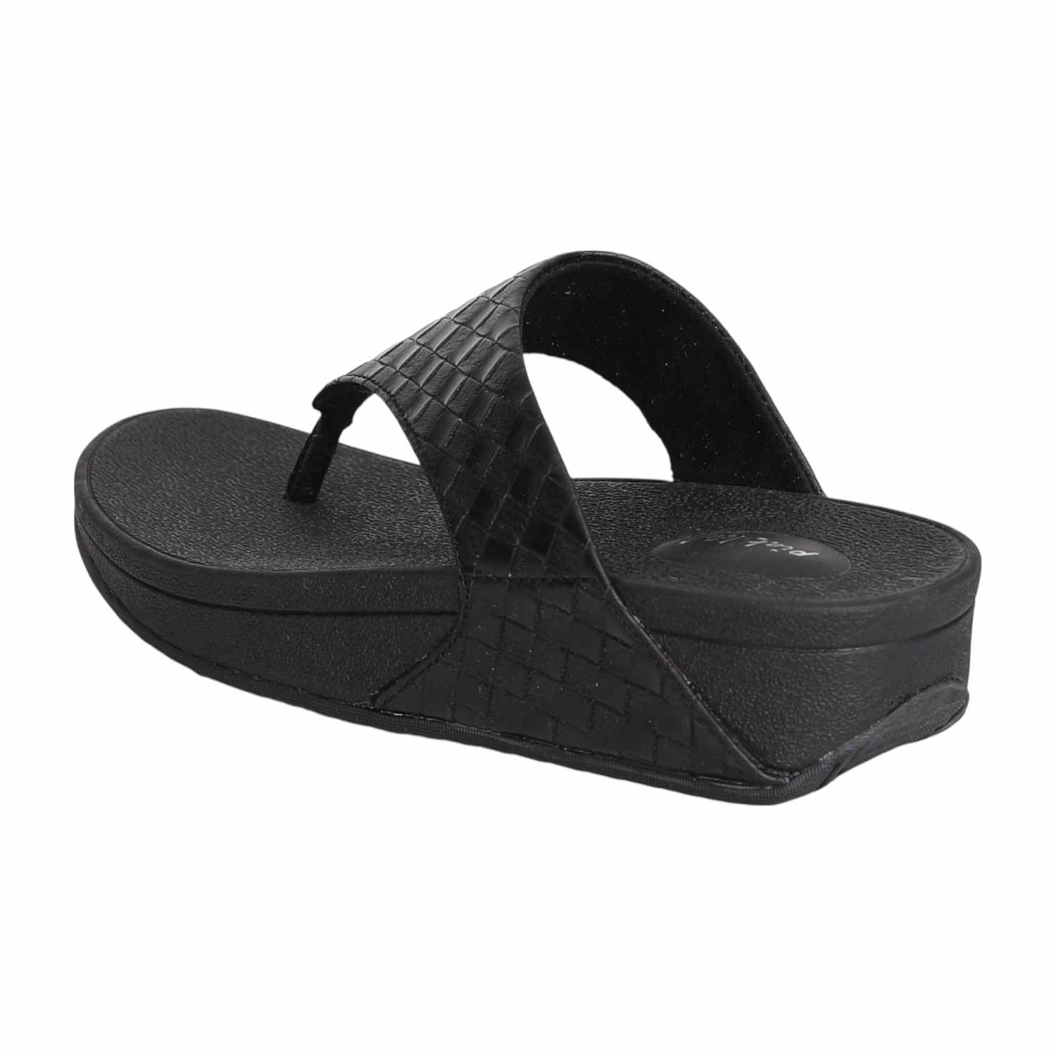 Women Textured Black Comfort Wedge