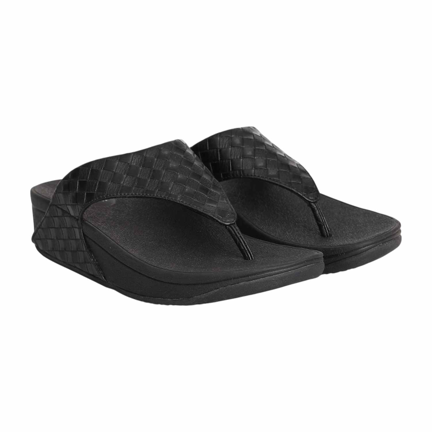 Women Textured Black Comfort Wedge