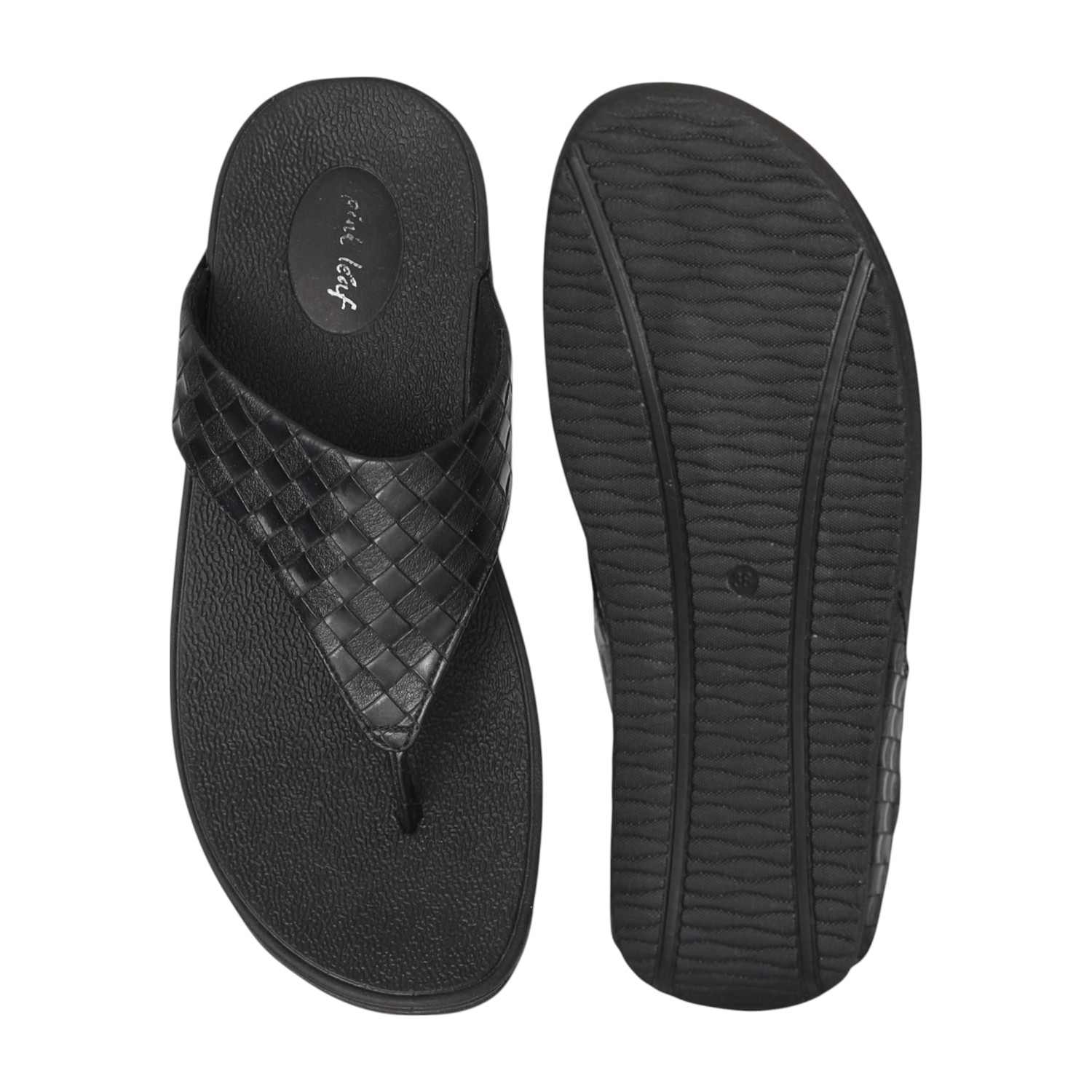 Women Textured Black Comfort Wedge