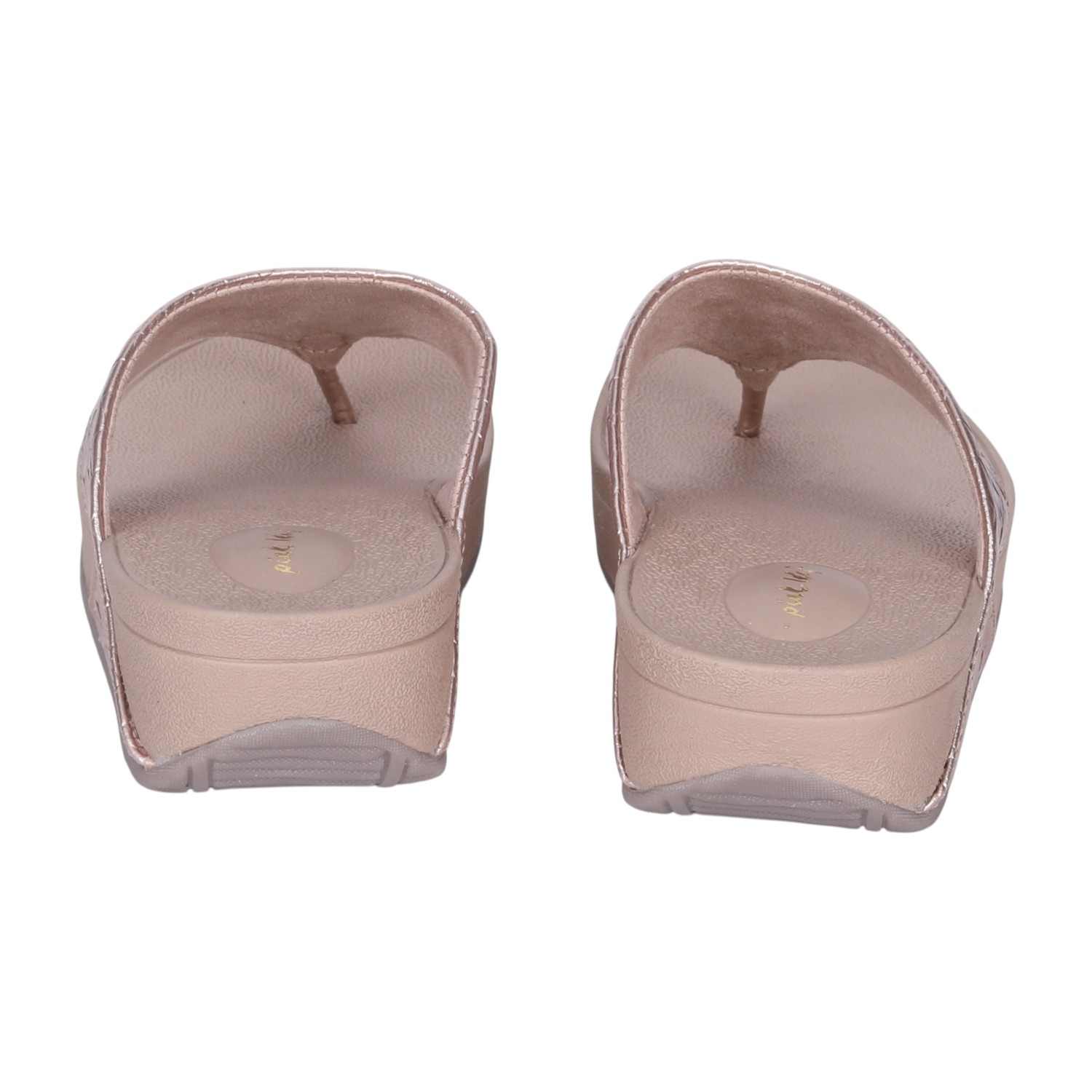 Women's Rose Gold Textured Strap Comfort Wedge Sandals