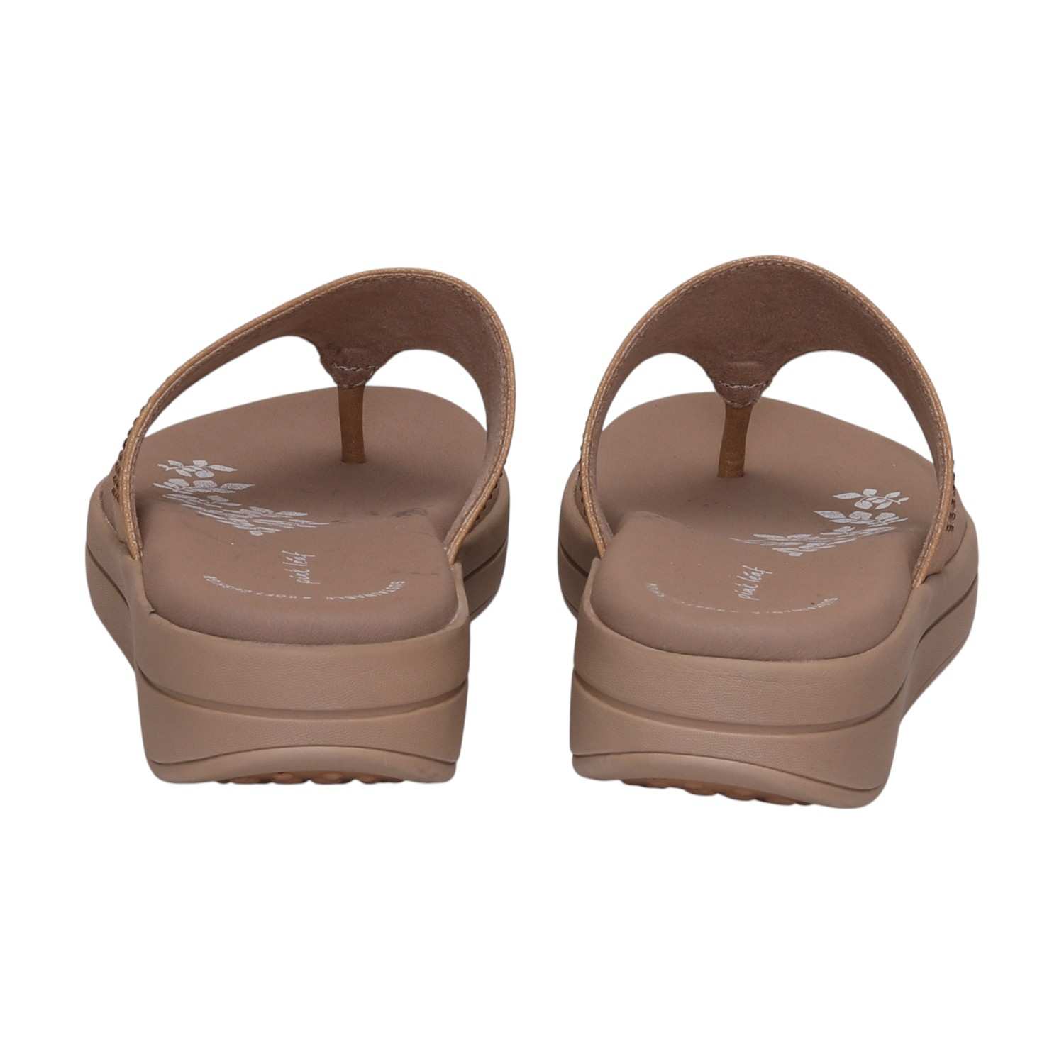 Women Beige Stone Embellished Wedges