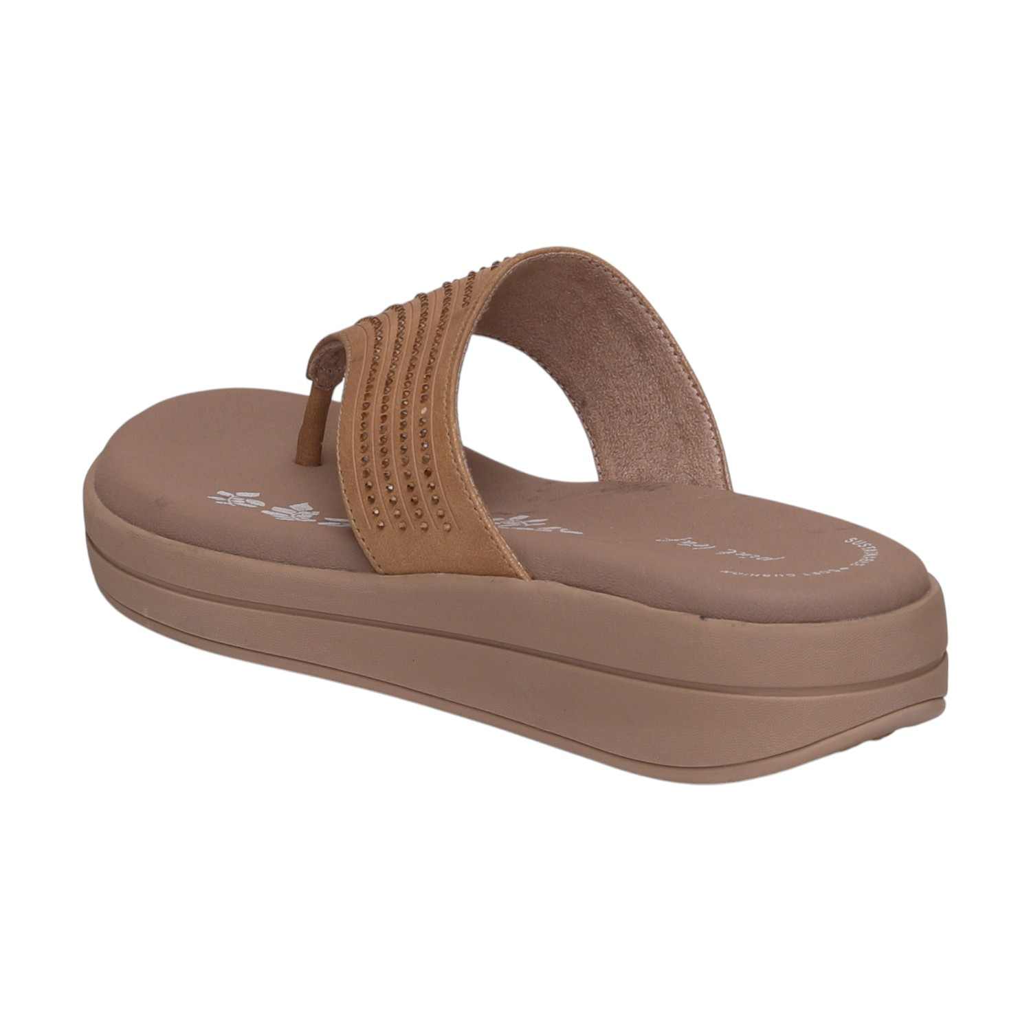 Women Beige Stone Embellished Wedges