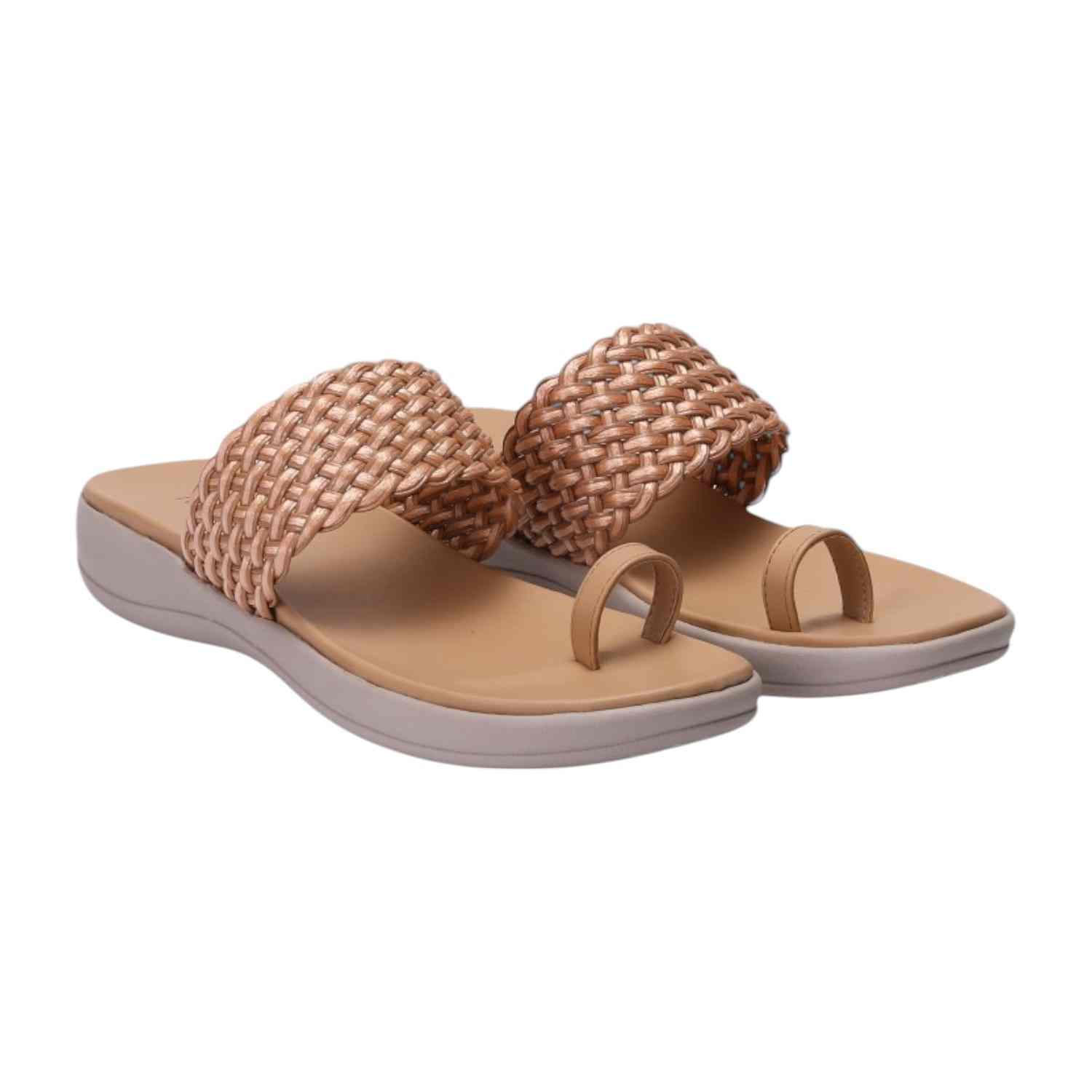 Women Beige Wedges Casual Flat