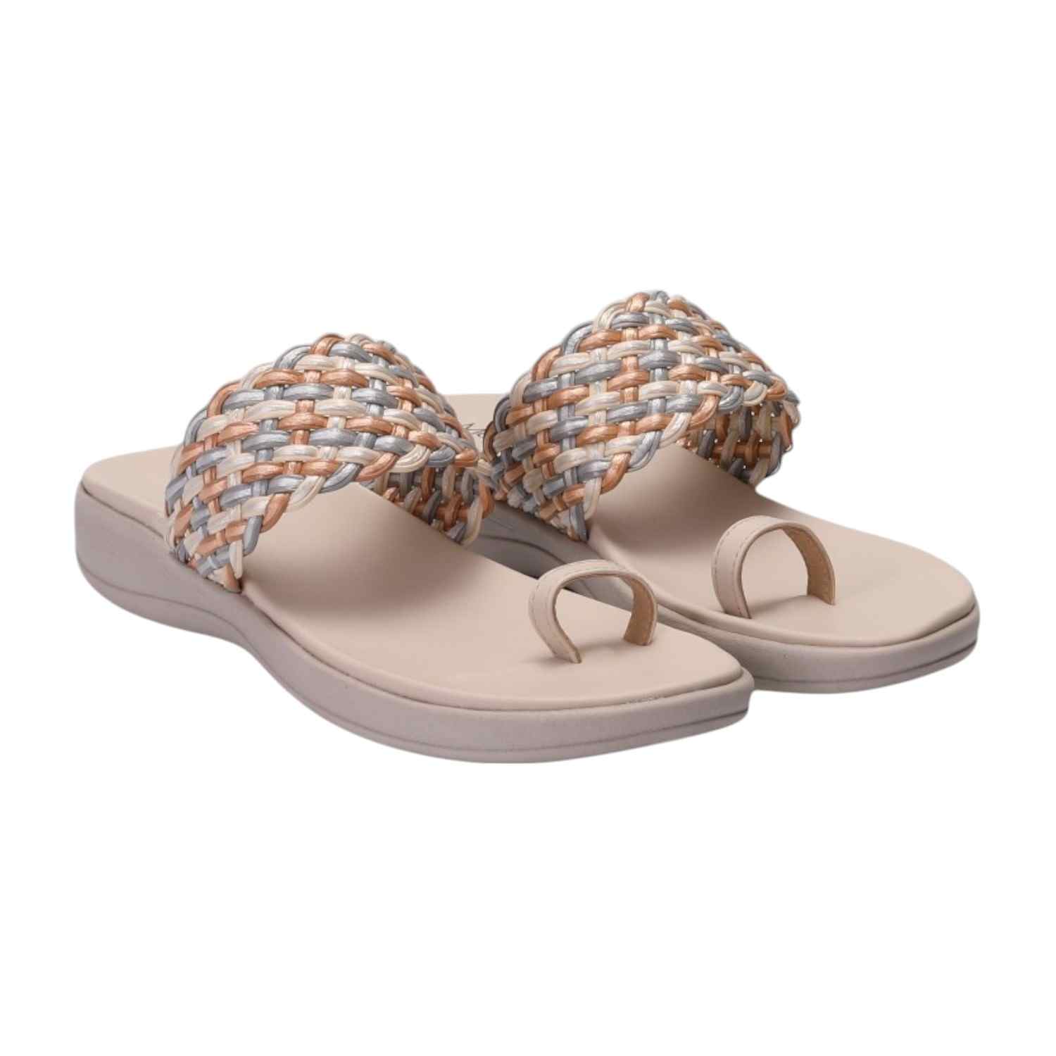 Women Cream Wedges Casual Flat