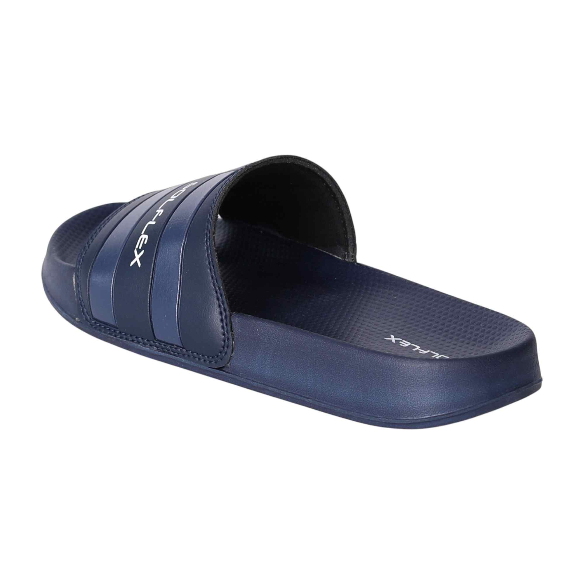 Men Navy Striped Sport Slides