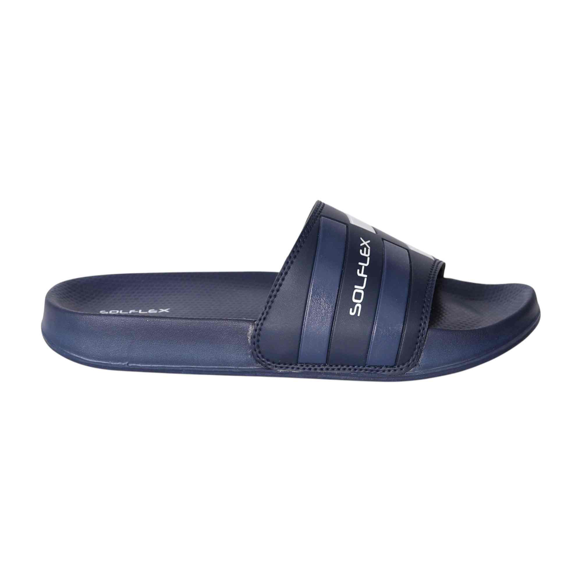 Men Navy Striped Sport Slides