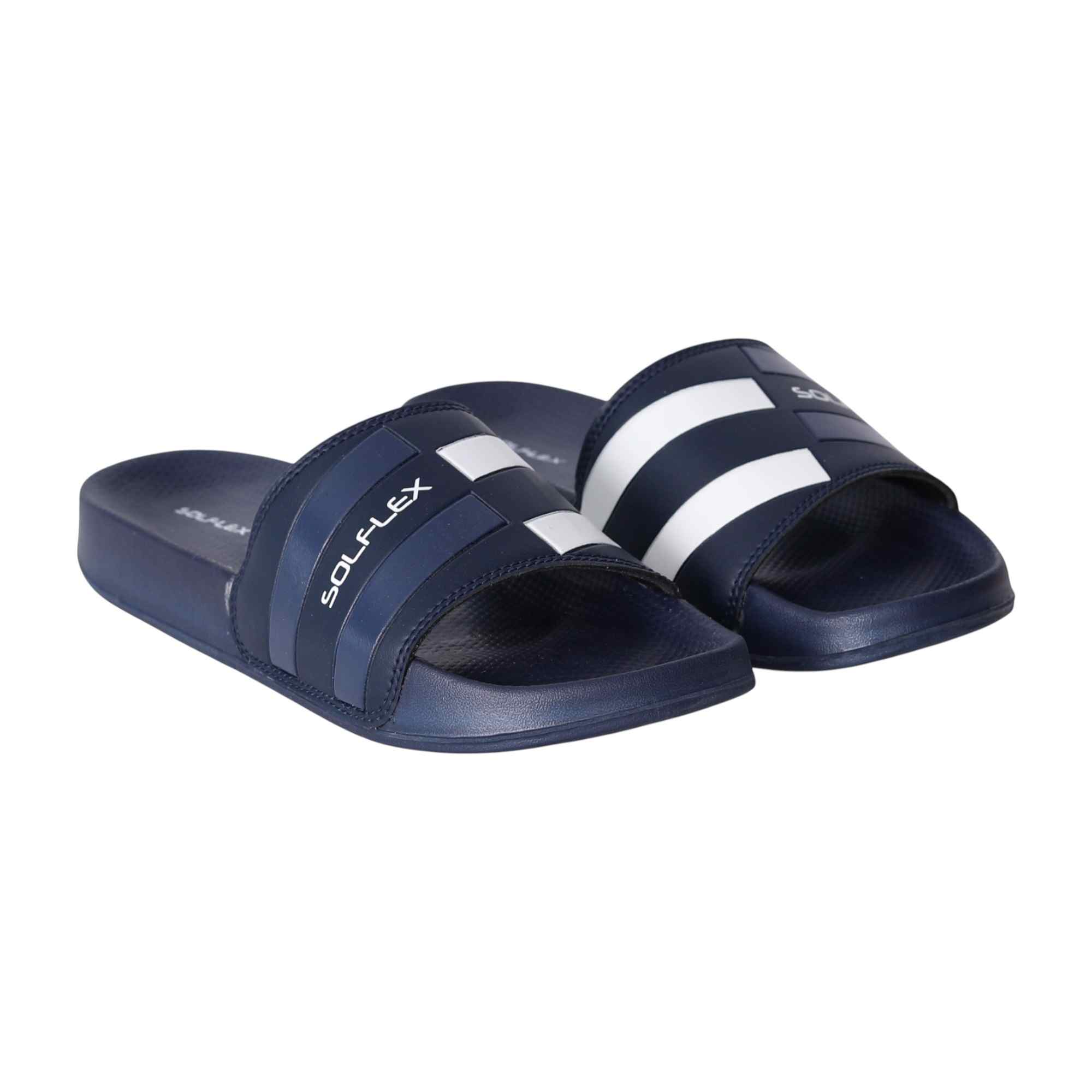 Men Navy Striped Sport Slides