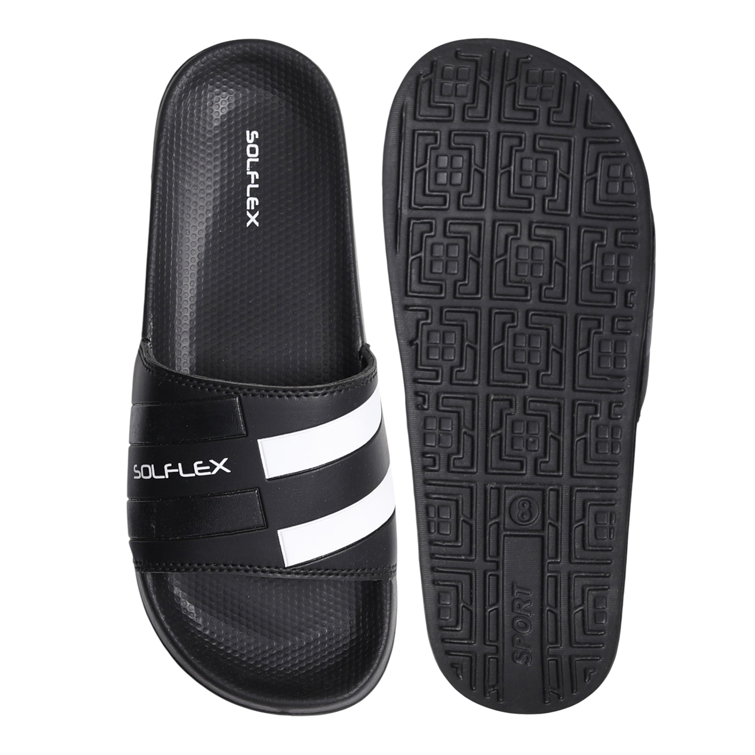 Men Black Striped Sport Slides