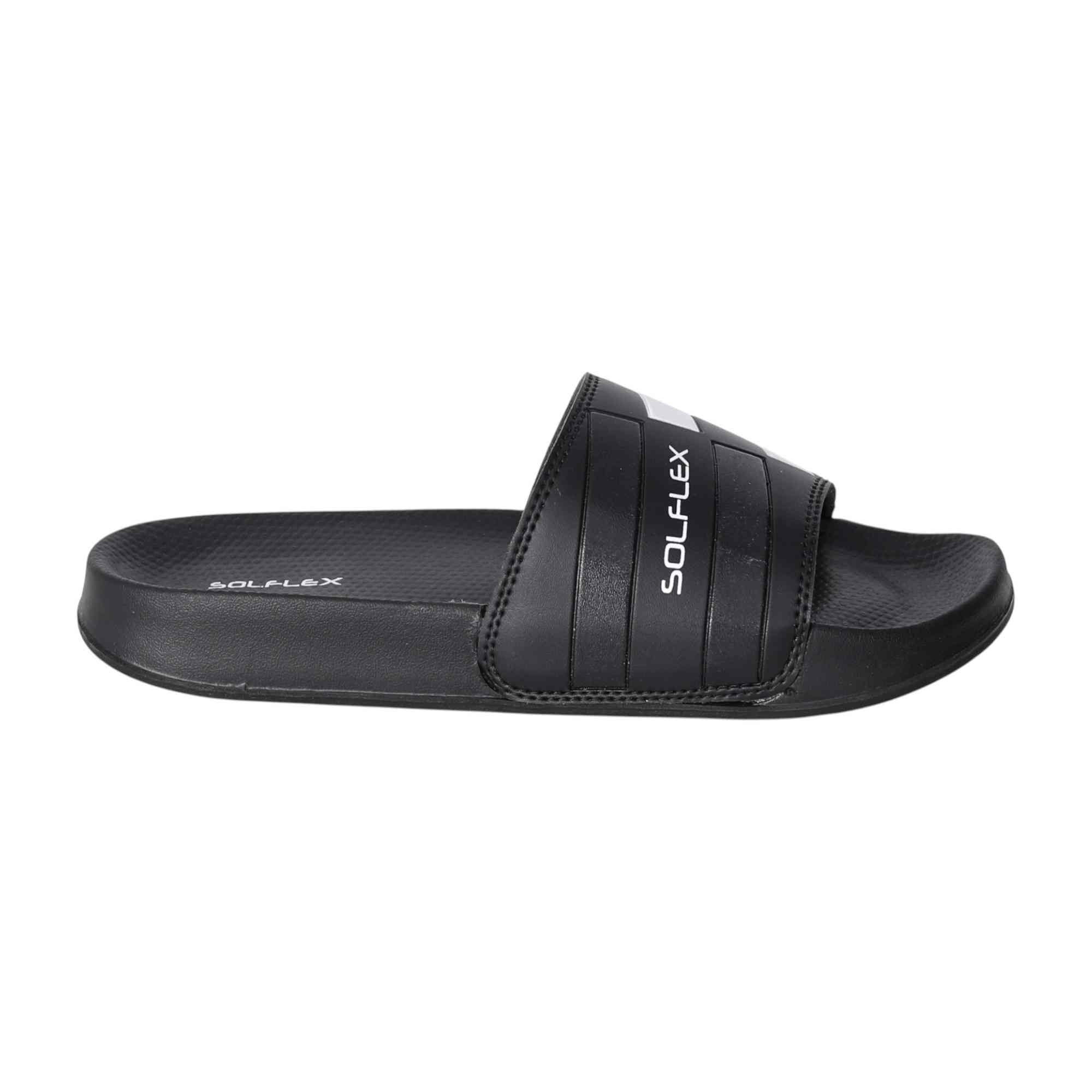 Men Black Striped Sport Slides