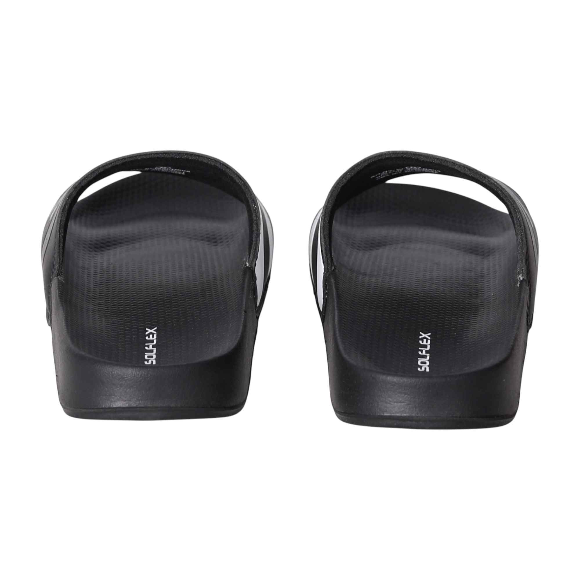 Men Black Striped Sport Slides