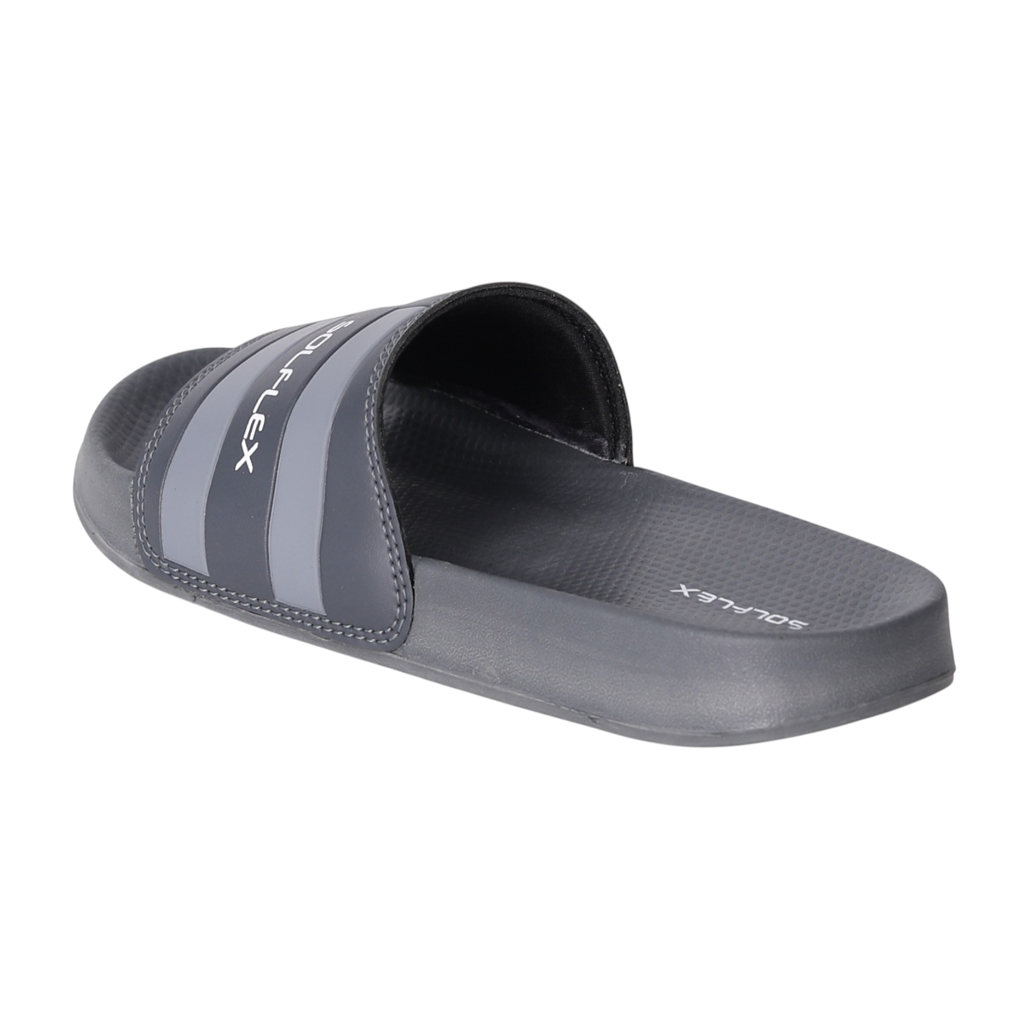 Men Grey Striped Sport Slides