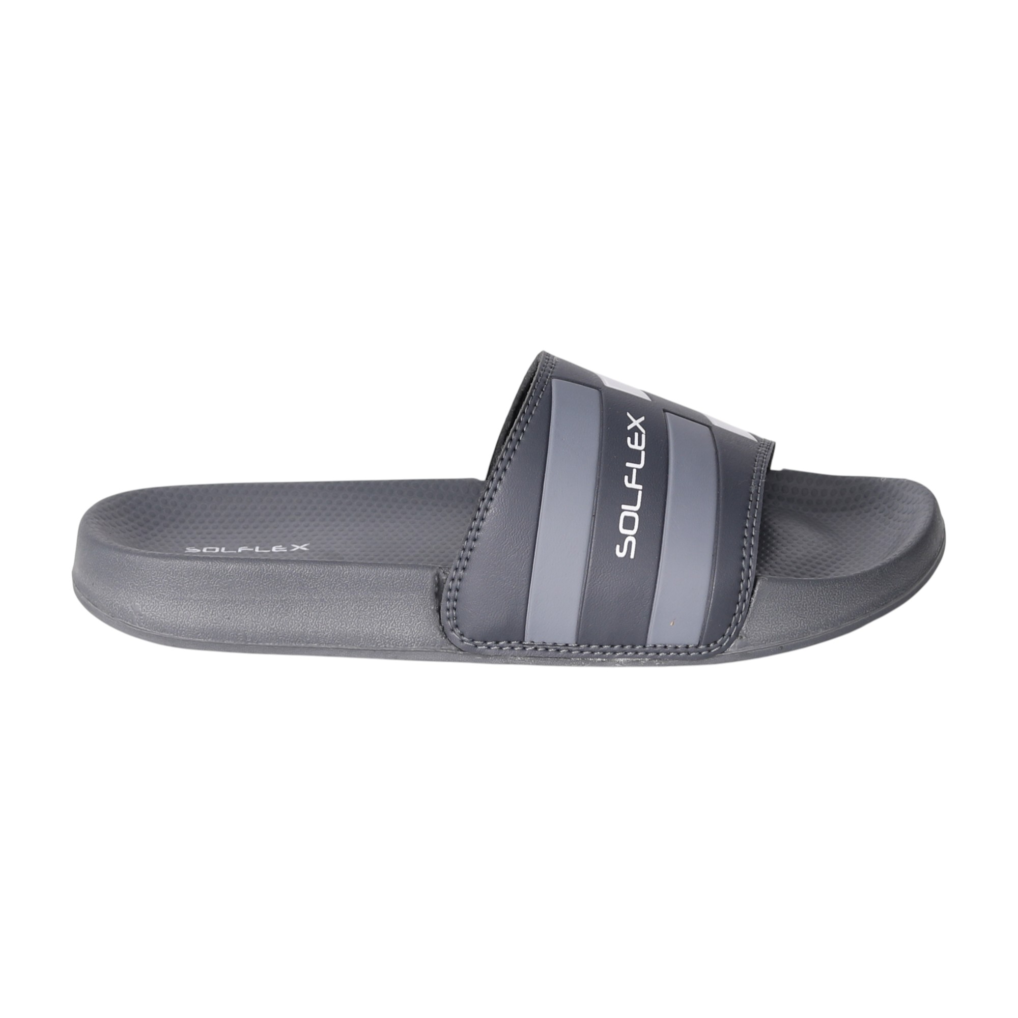 Men Grey Striped Sport Slides