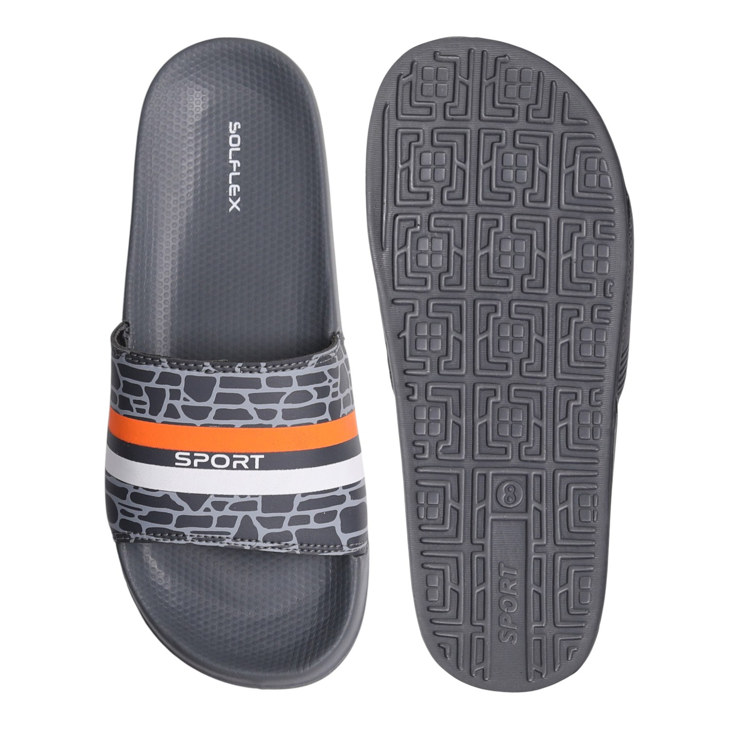 Men Grey Pulse Stripe Slides