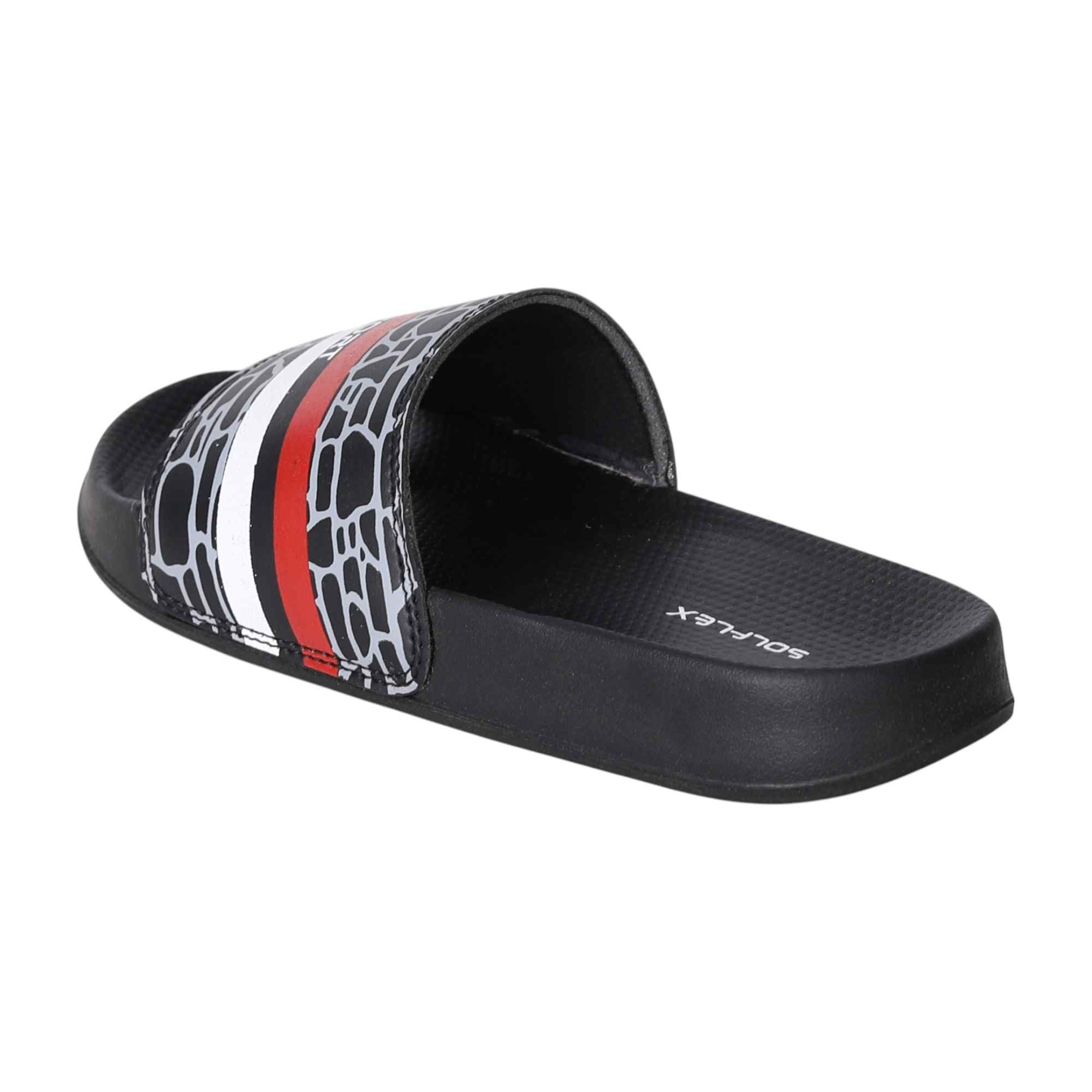 Men Black Pulse Stripe Slides