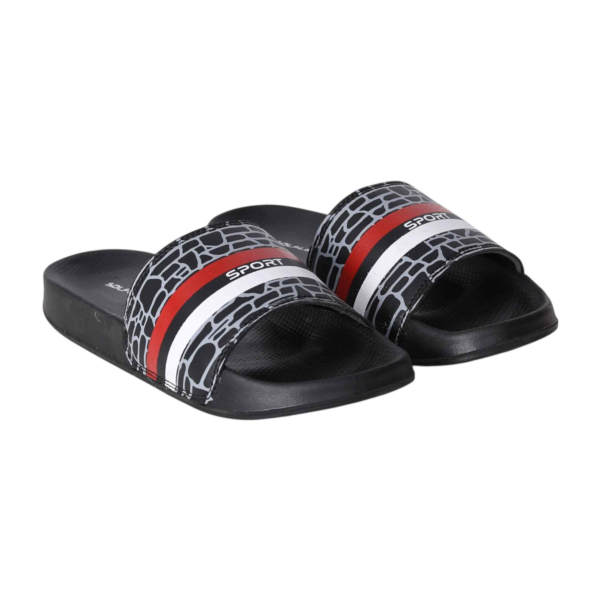 Men Black Pulse Stripe Slides