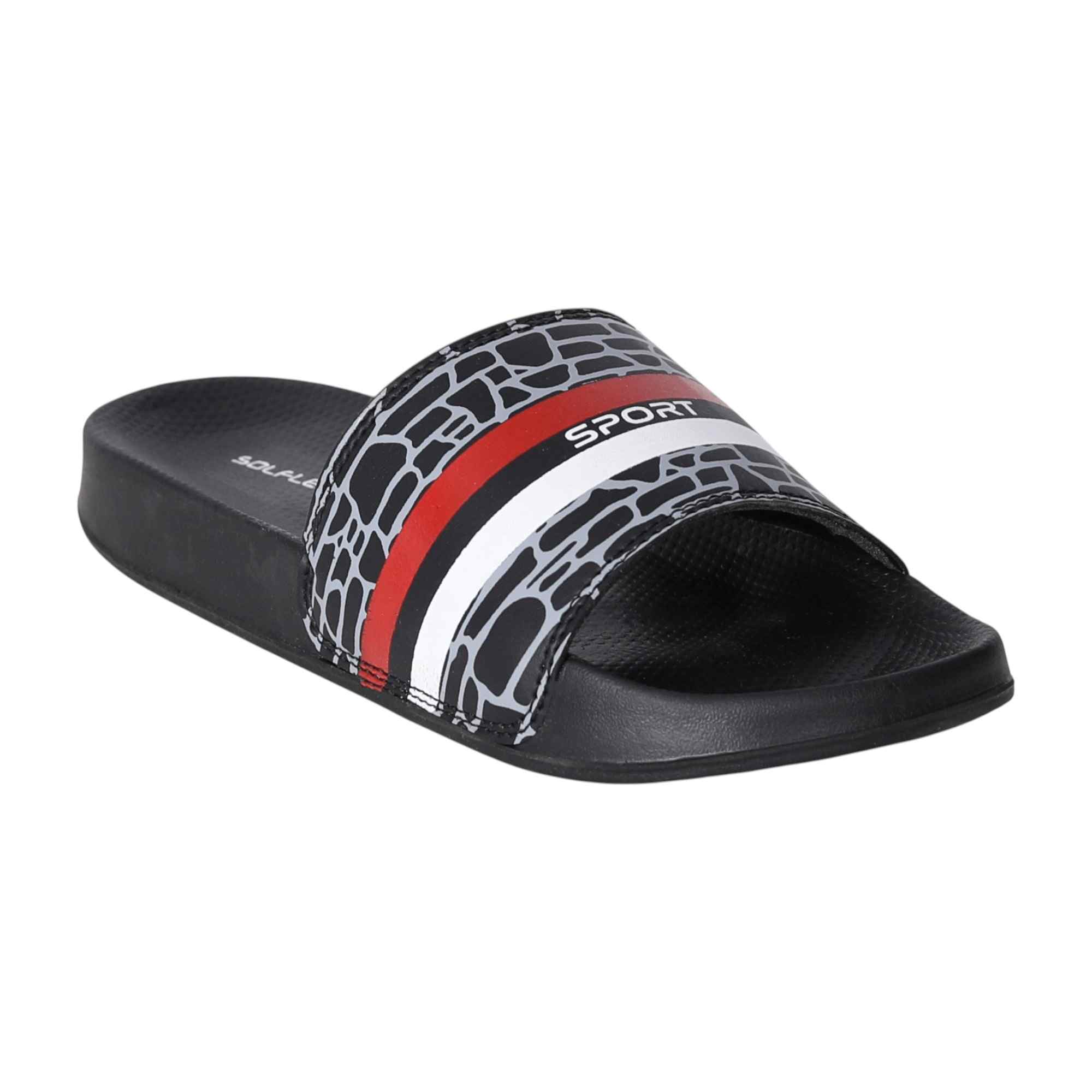 Men Black Pulse Stripe Slides