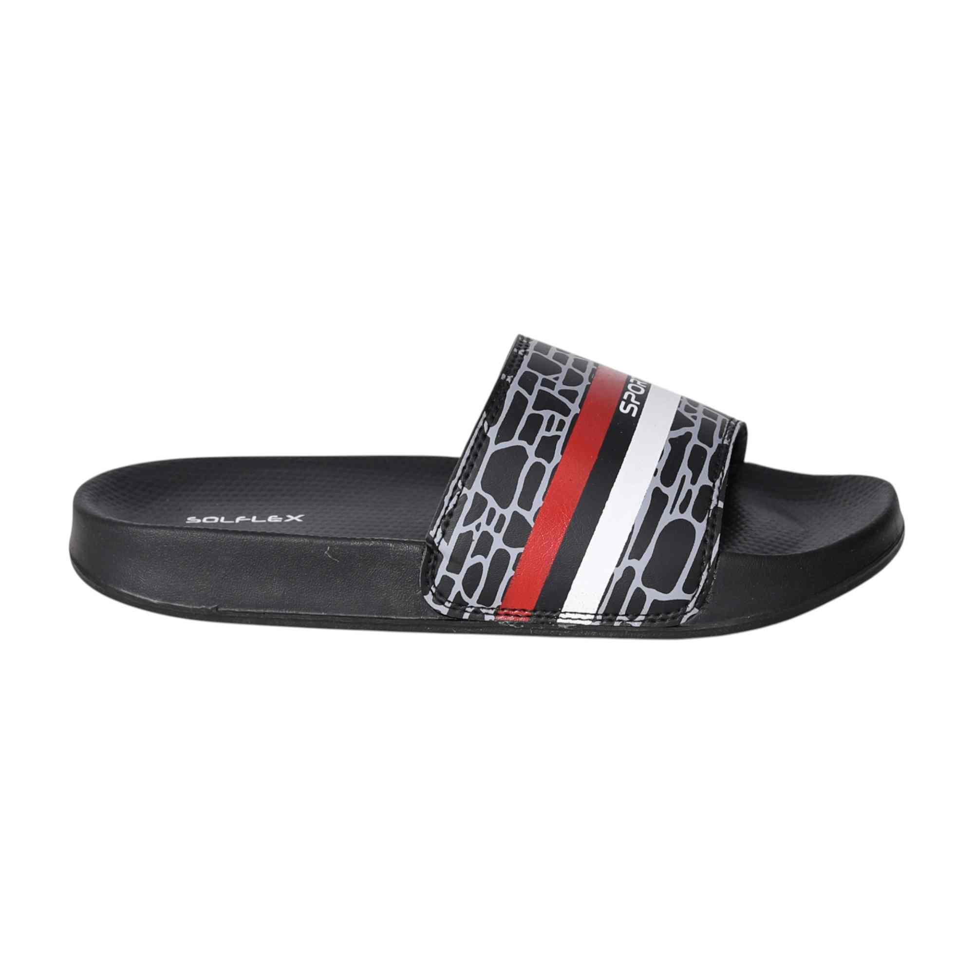 Men Black Pulse Stripe Slides