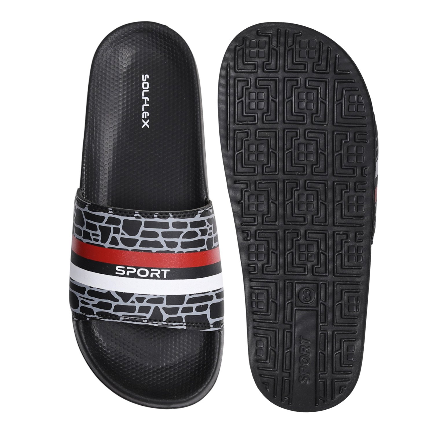 Men Black Pulse Stripe Slides