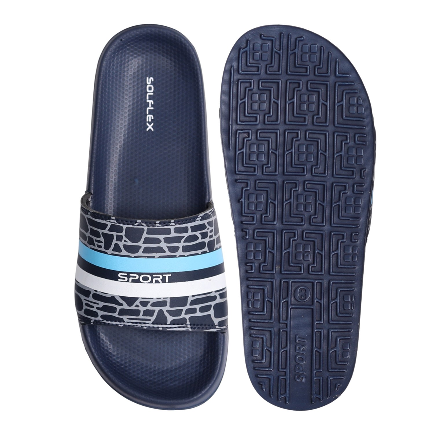 Men Navy Pulse Stripe Slides