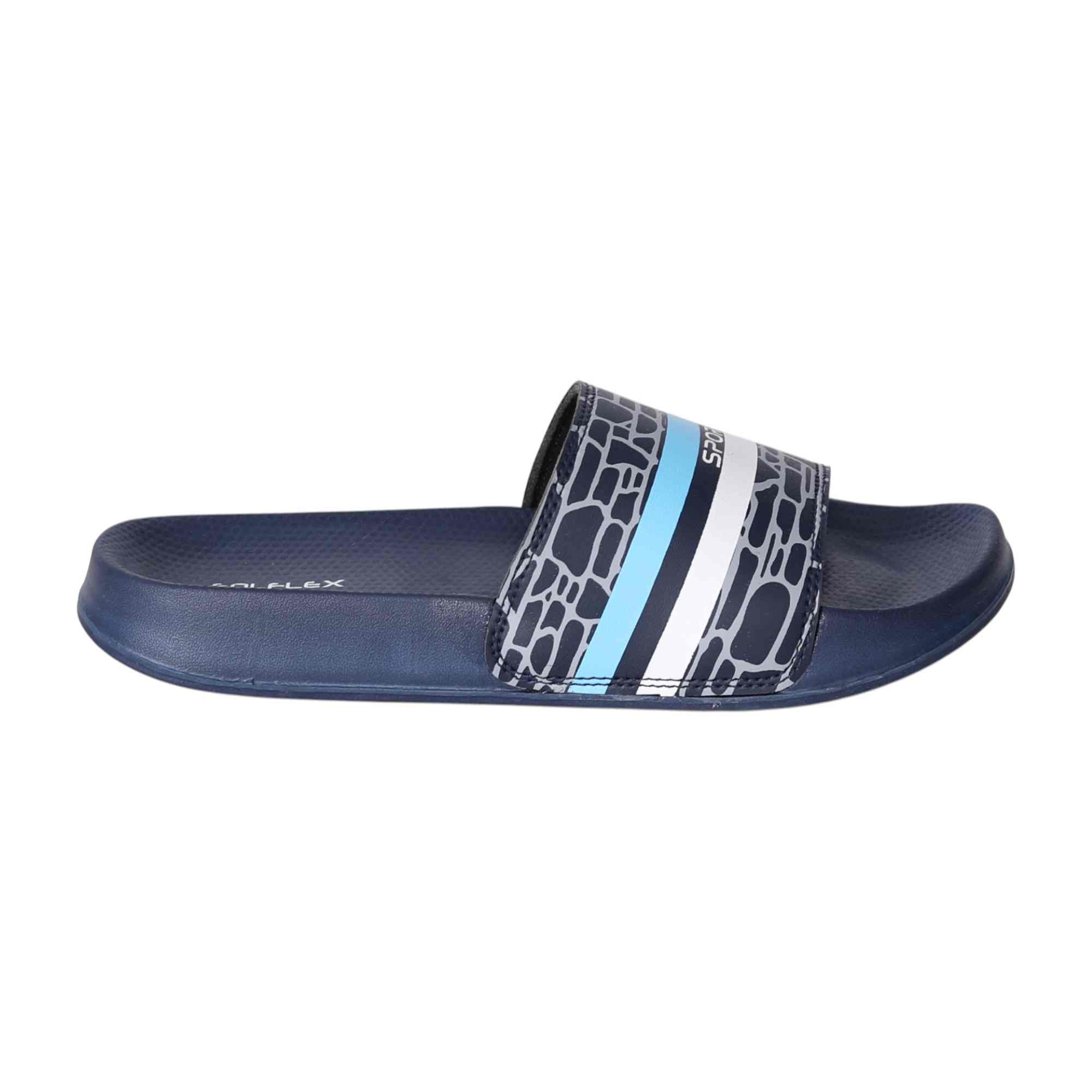 Men Navy Pulse Stripe Slides