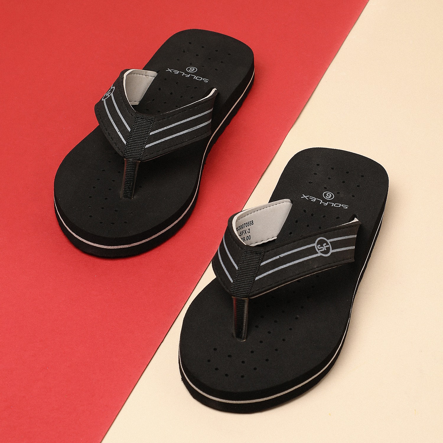 Solflex Women Black Flip Flops