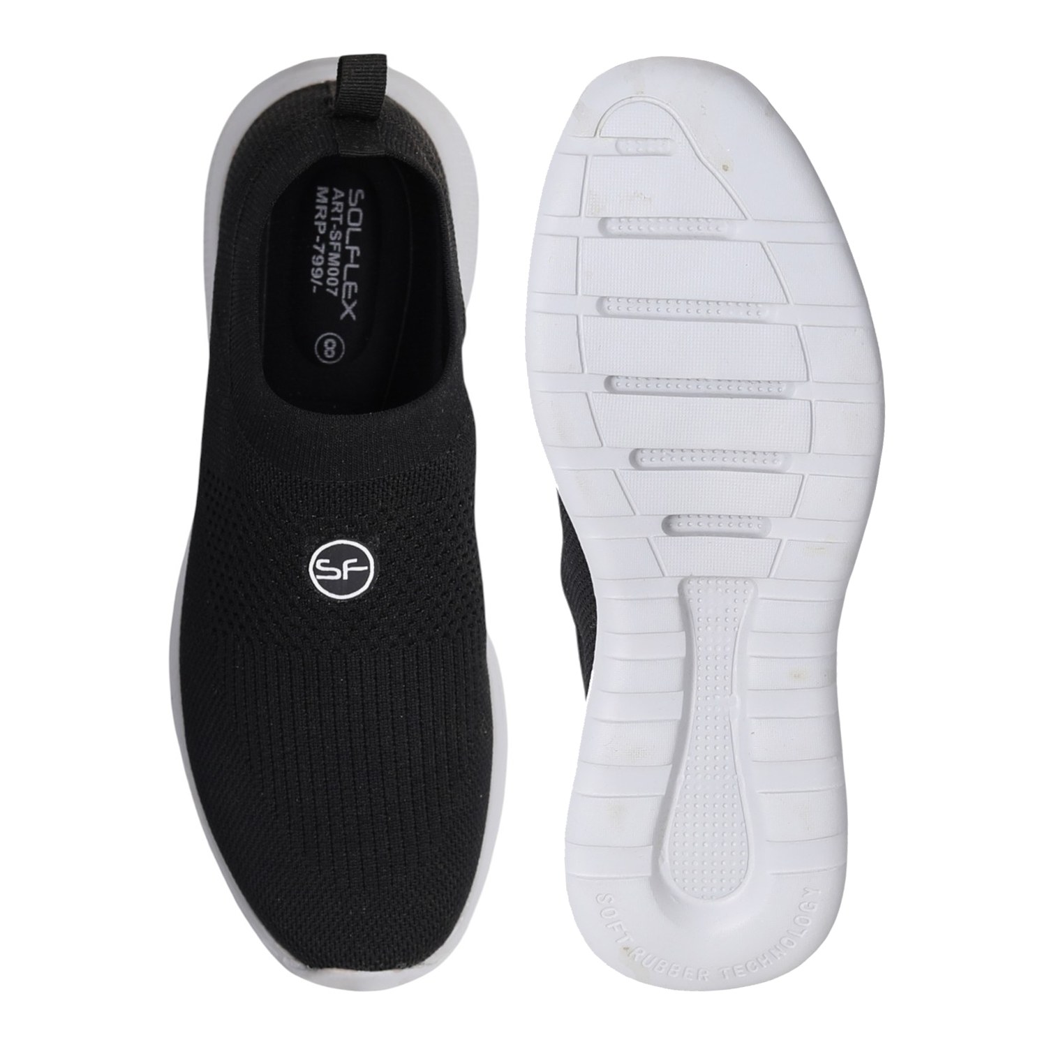 Men' Black Slip-On Walking Shoes