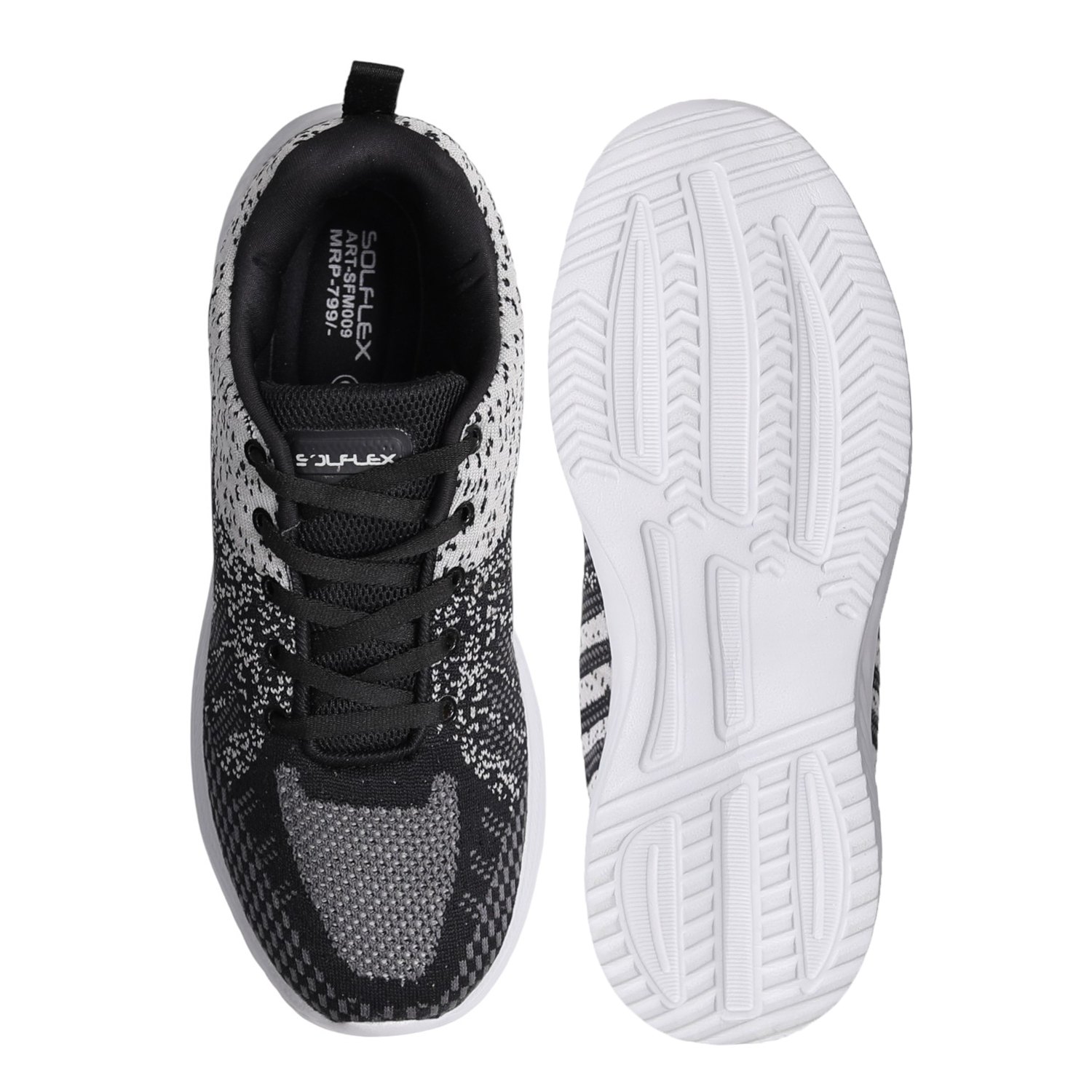 Men Black Patterned Knit Walking Shoes