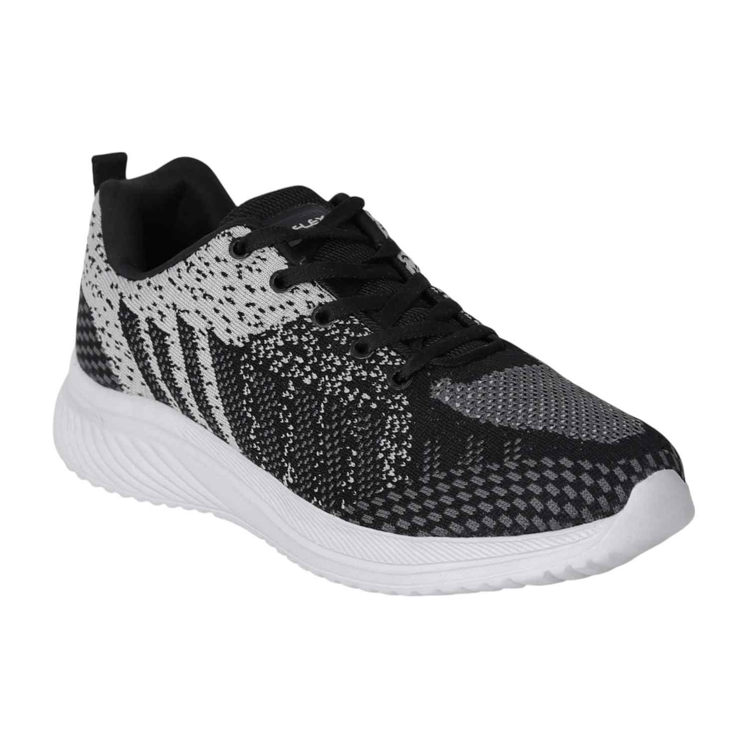 Men Black Patterned Knit Walking Shoes