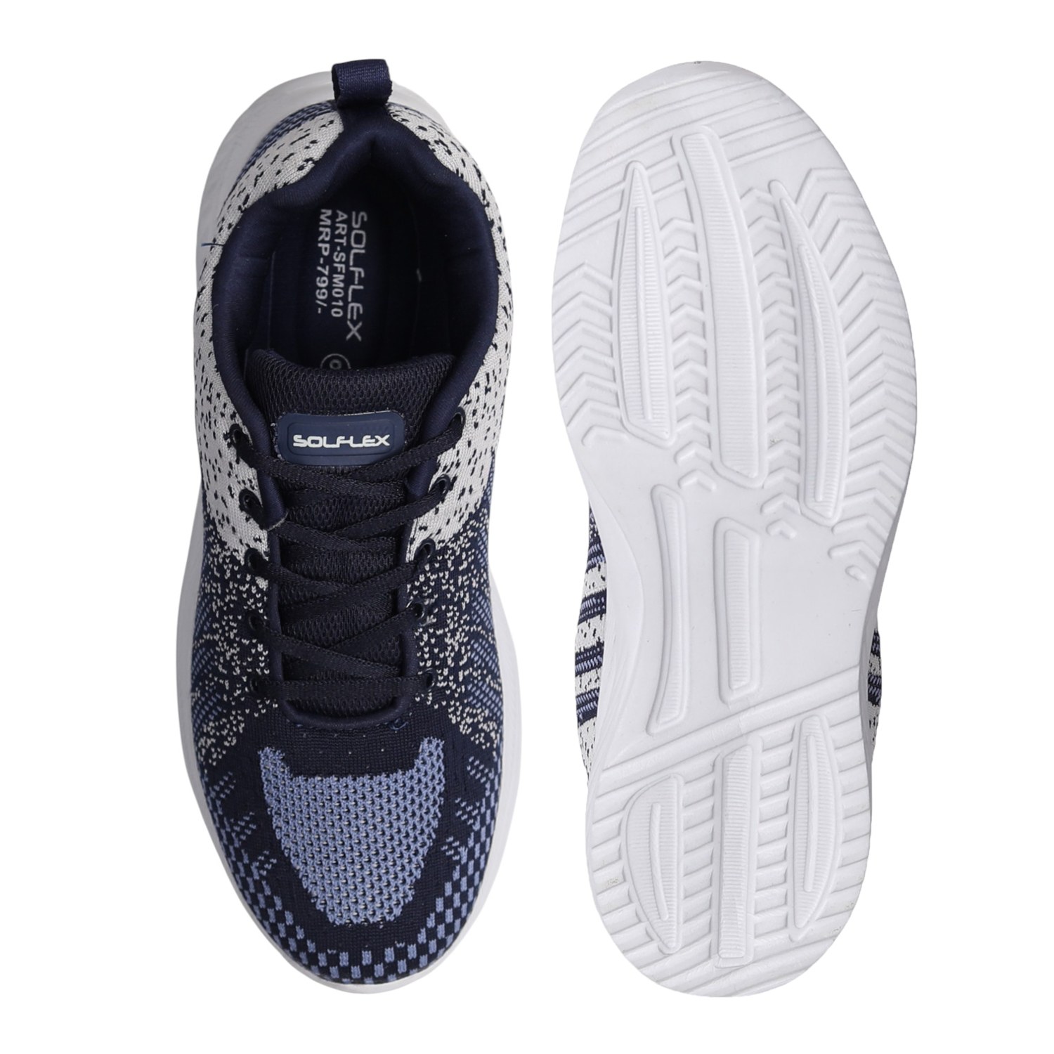 Men Navy Patterned Knit Walking Shoes