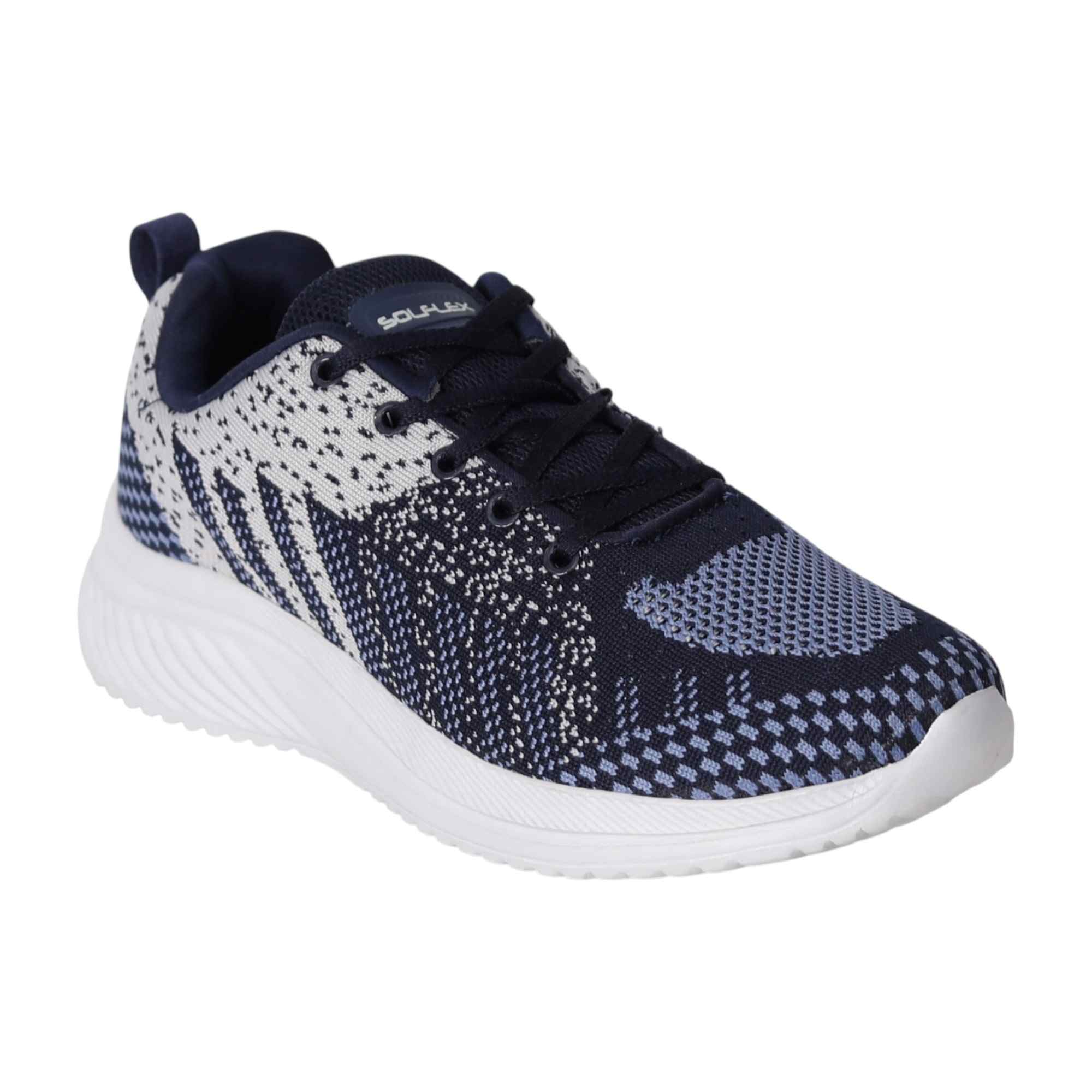 Men Navy Patterned Knit Walking Shoes