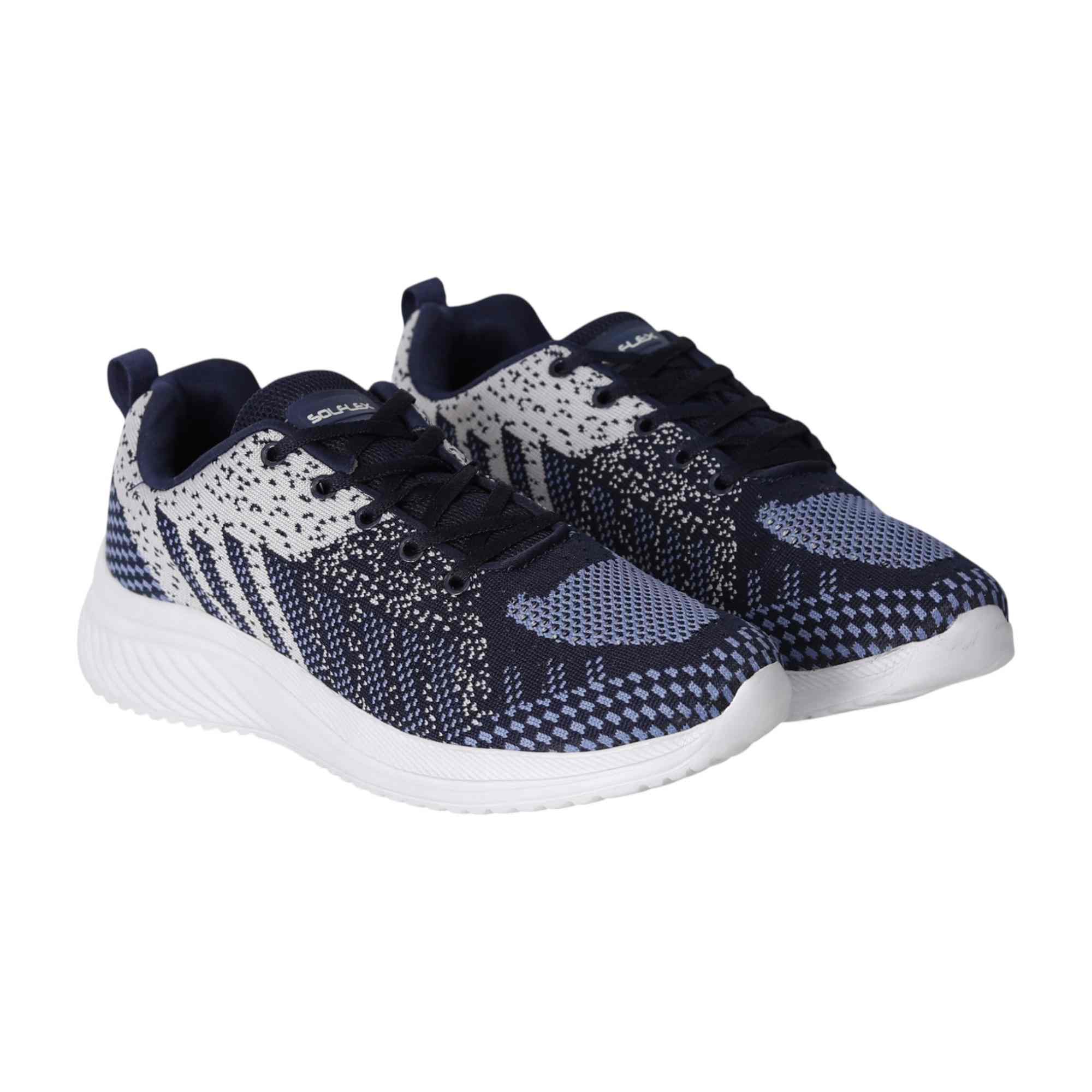 Men Navy Patterned Knit Walking Shoes