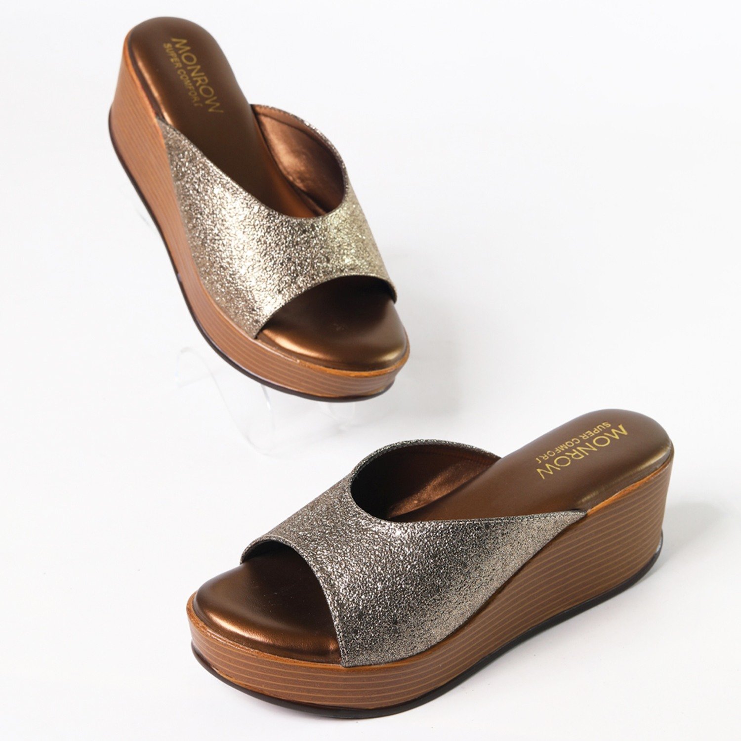 Monrow Mary Bronze Wedge Heels