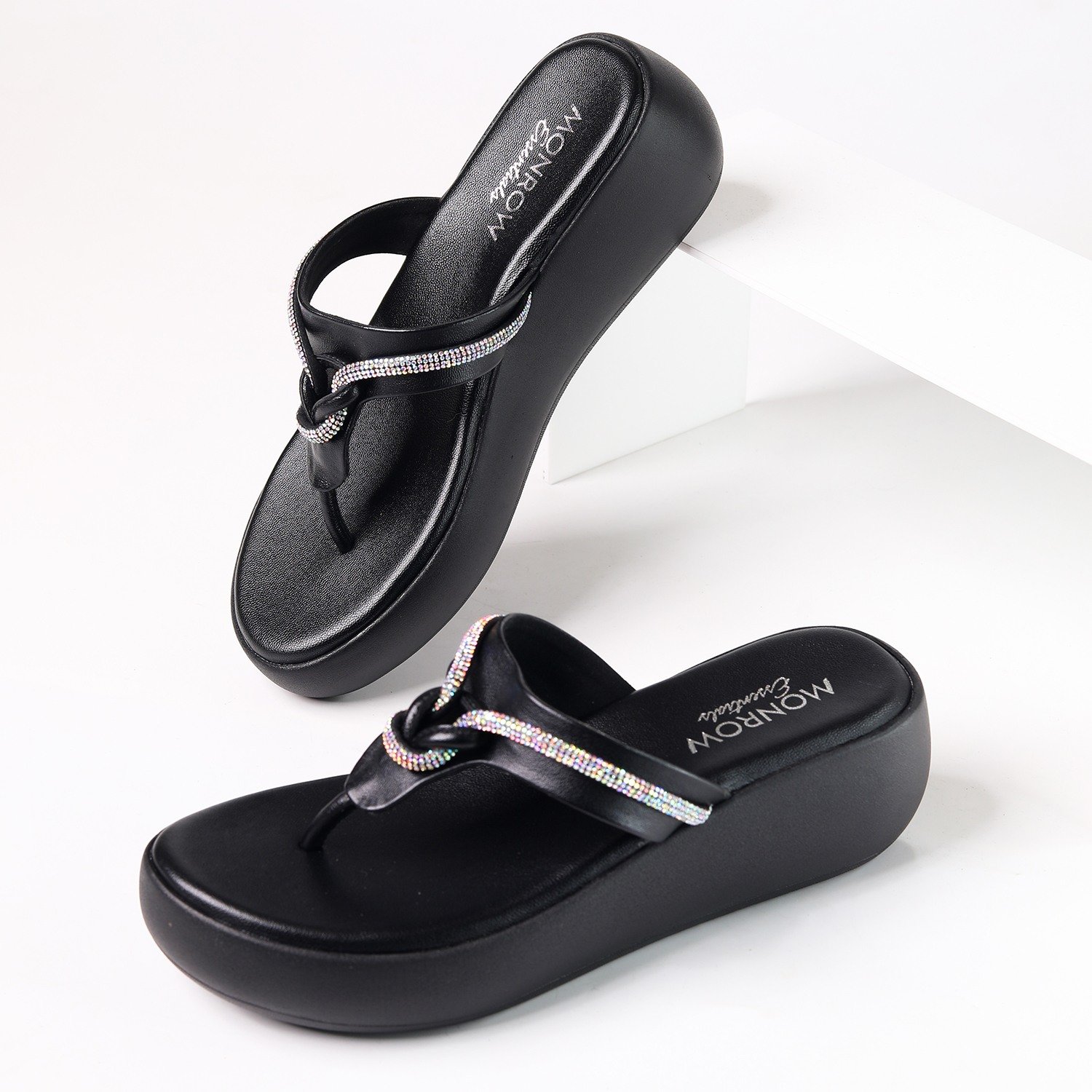 Monrow Ottilie Black Flatform Heels