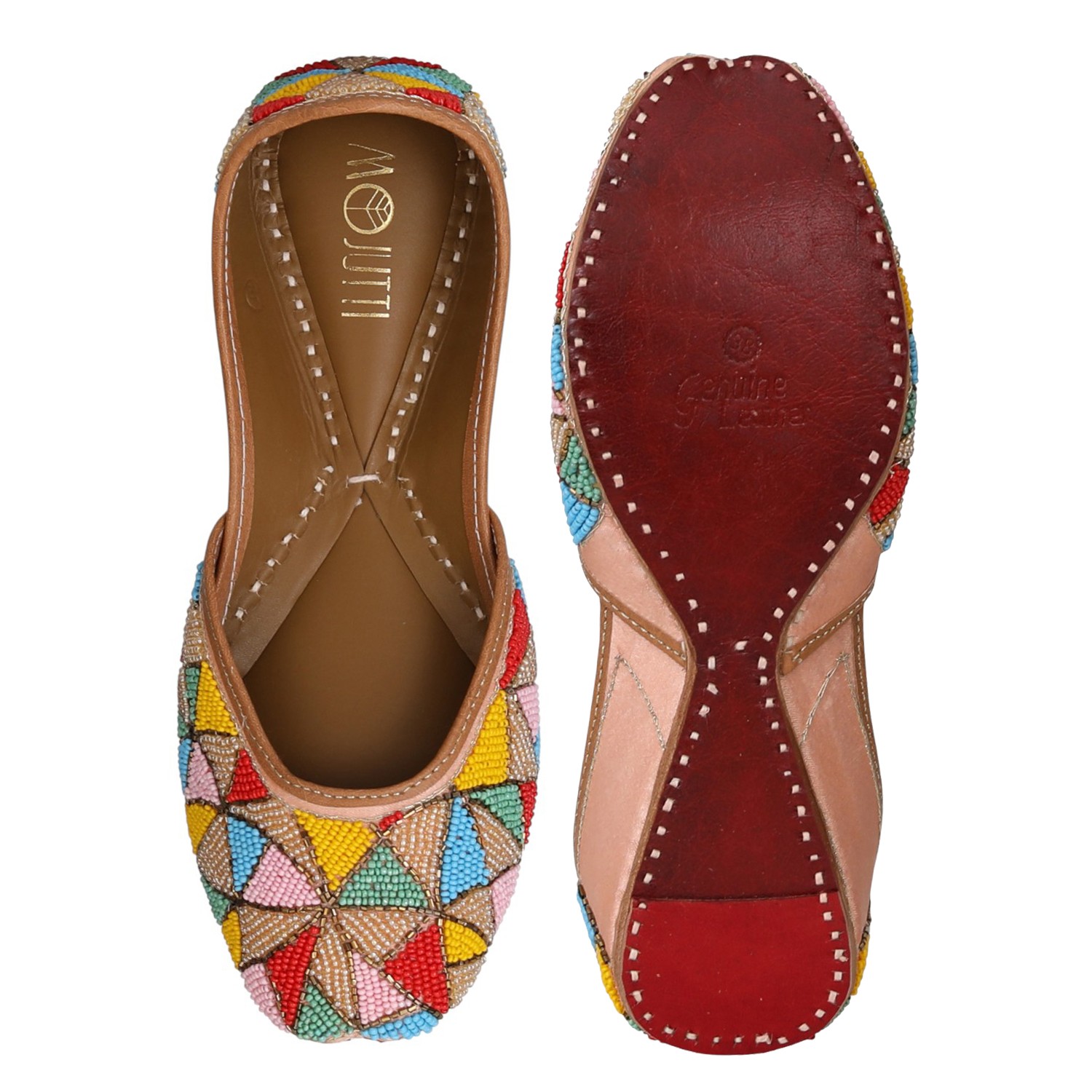 Women Vibrant Multicolor Beaded Mojaries